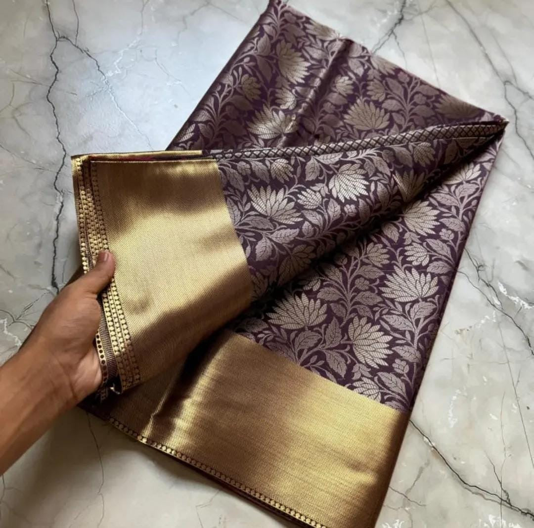 NITA AMBANI MAM DEEP WINE KANCHIPURAM TISSUE SILK SAREE