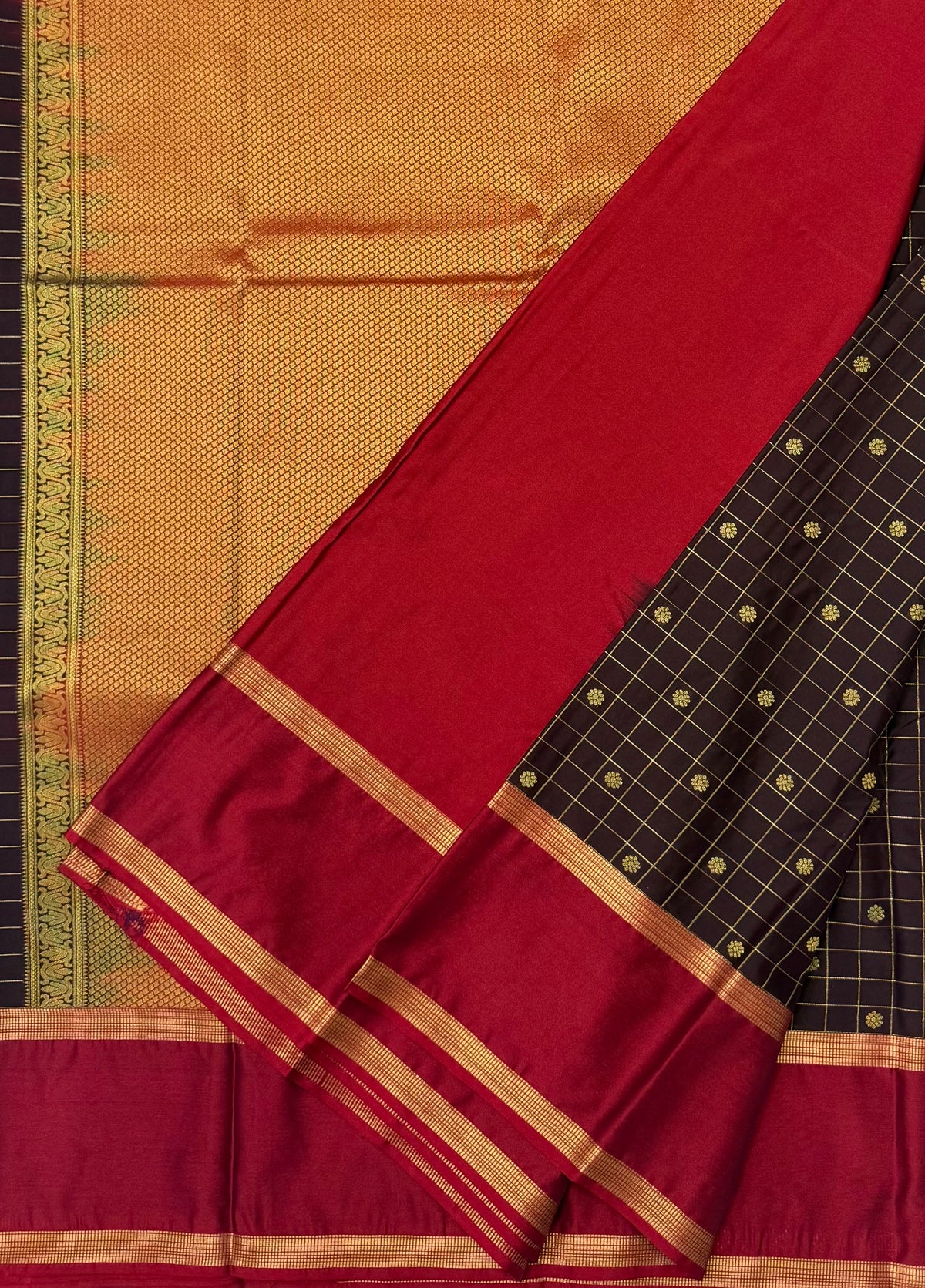 PREMIUM SEMI KANCHI SILK SAREE - DARK AUBERGINE