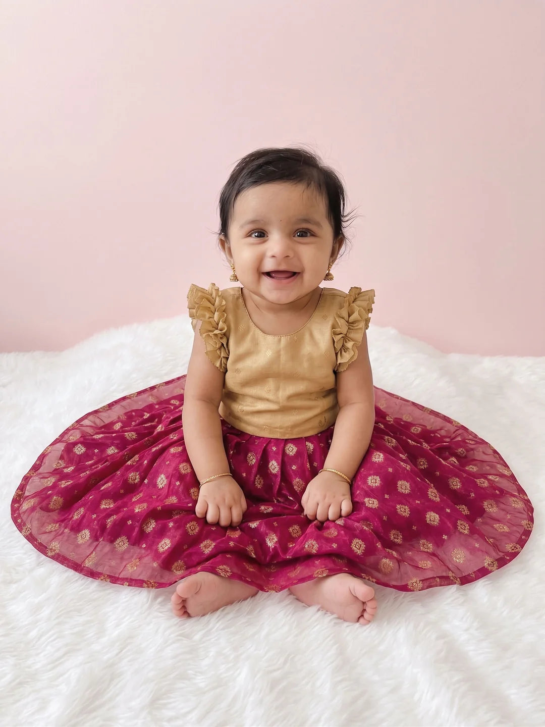 SANDAL PINK NEW BORN TOP & SKIRT