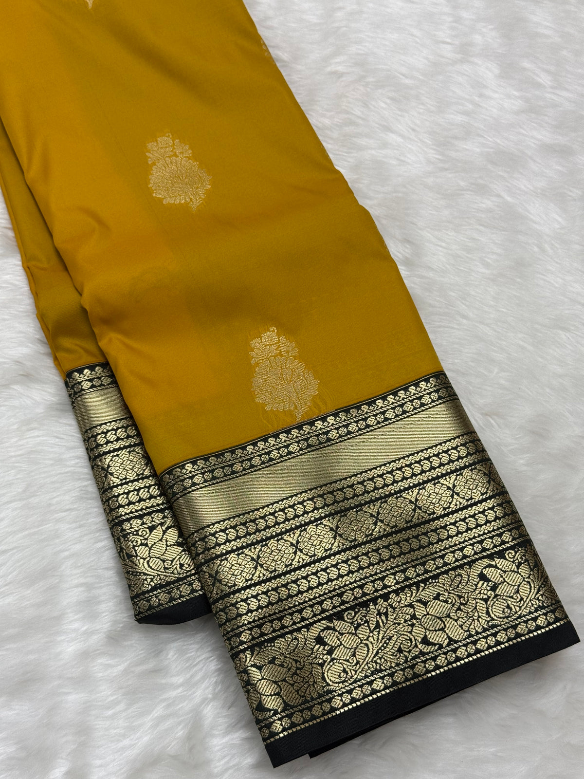 PREMIUM SEMI KANCHI SILK SAREE - SAFFRON YELLOW