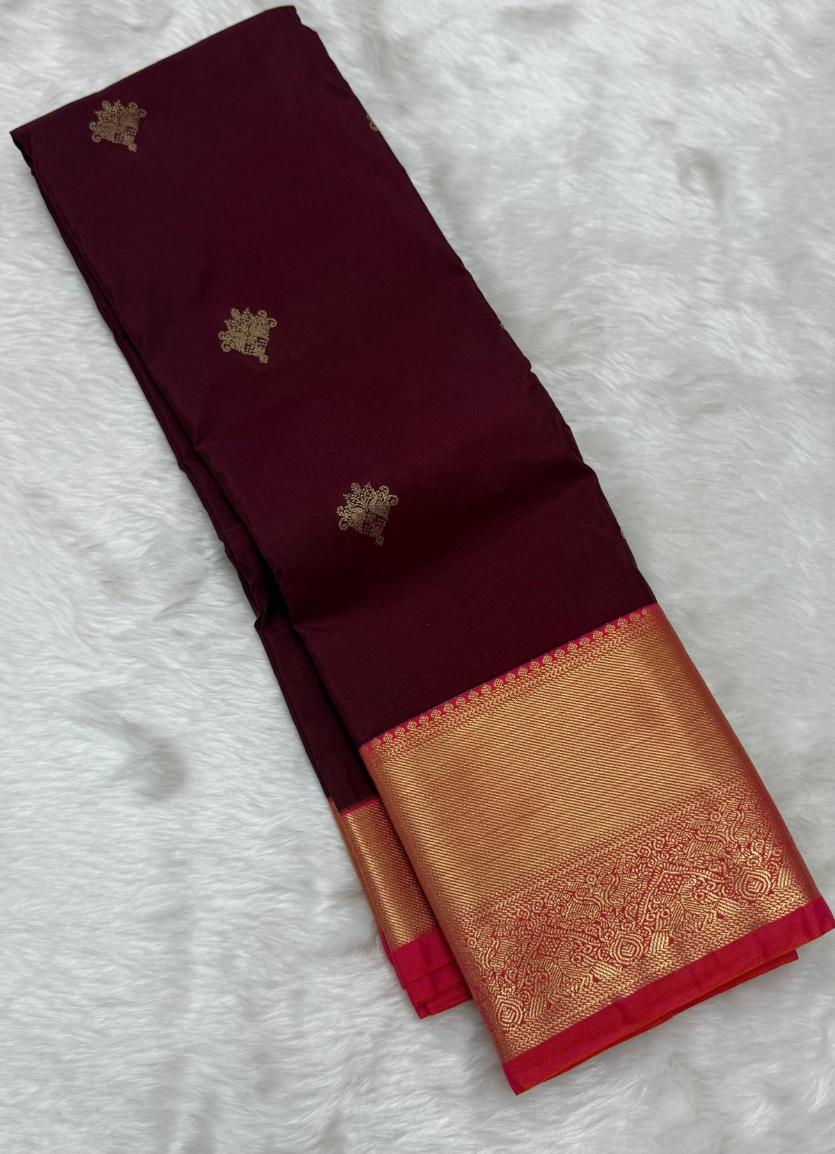 PREMIUM SEMI KANCHI SILK SAREE - DEEP WINE