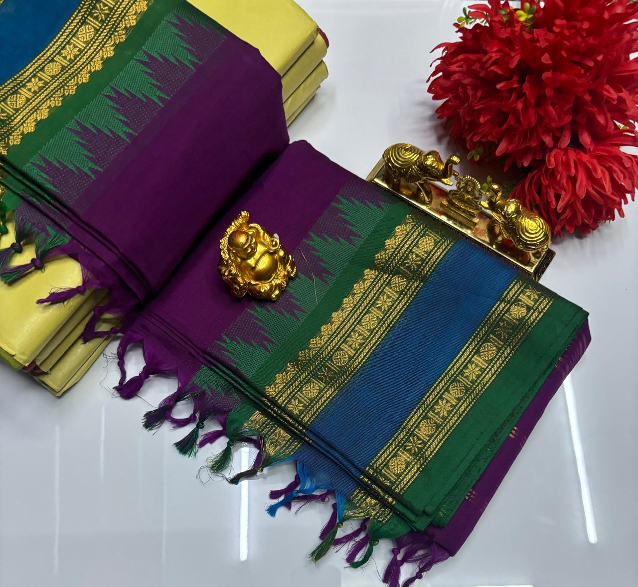 PURE KANCHI COTTON SAREES - VIOLET