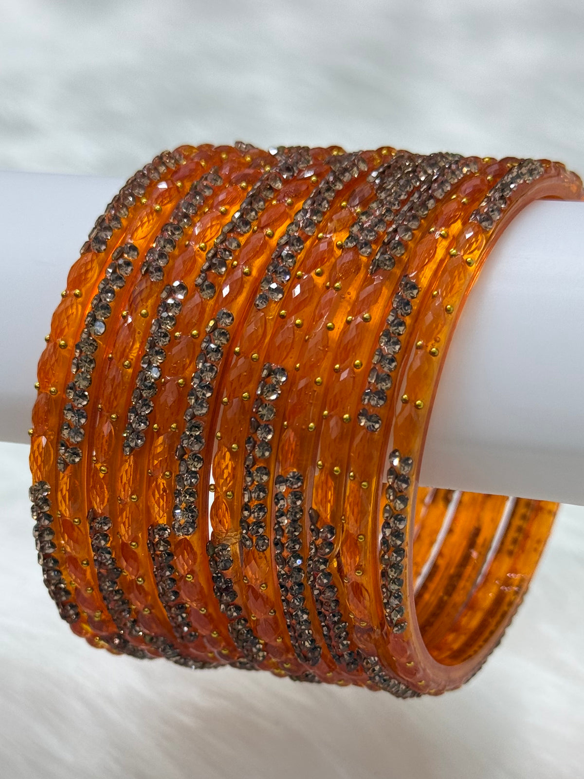 PREMIUM STONE STUDDED GLASS BANGLES PACK OF 12