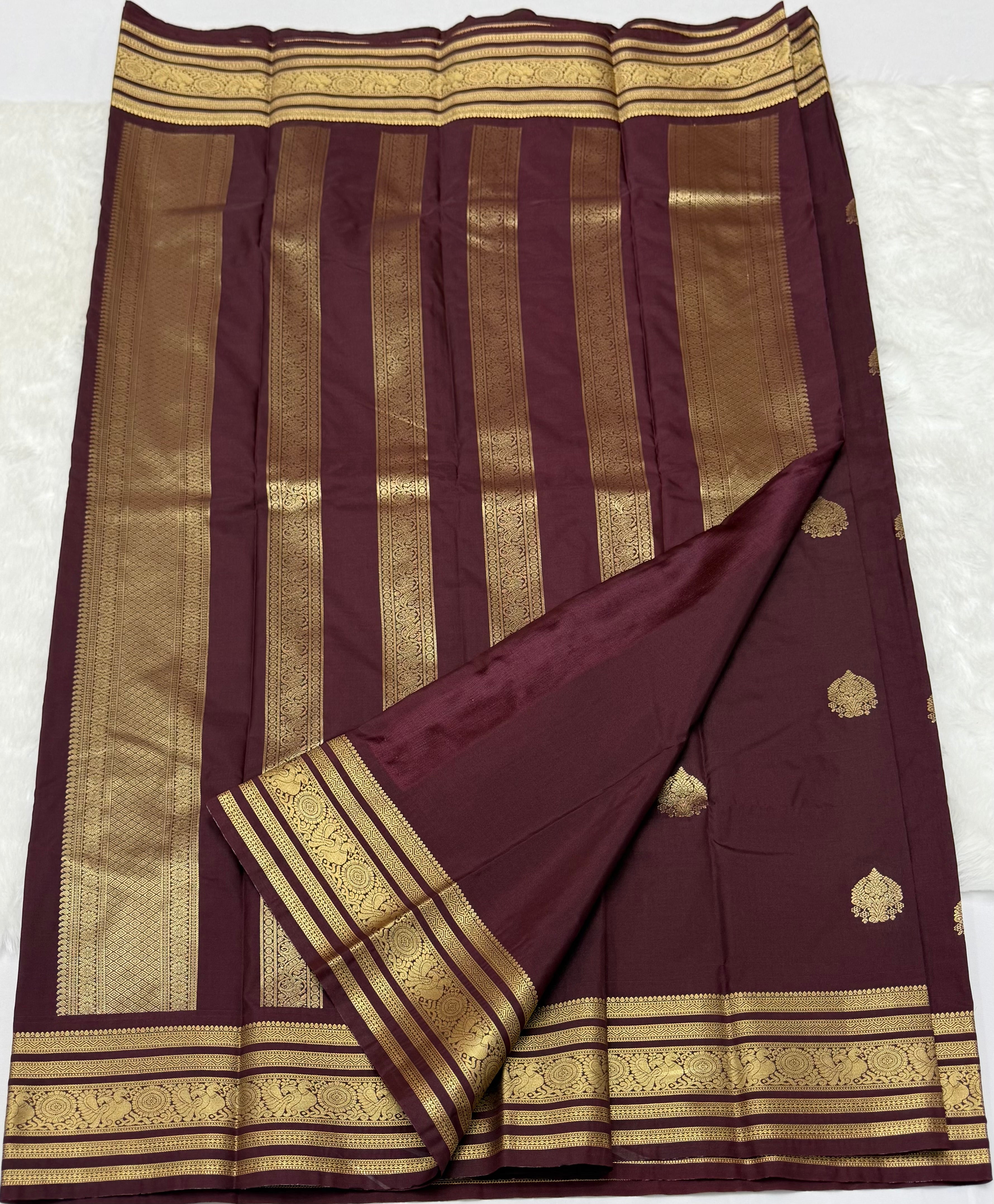 PREMIUM SEMI KANCHI SILK SAREE - BROWN