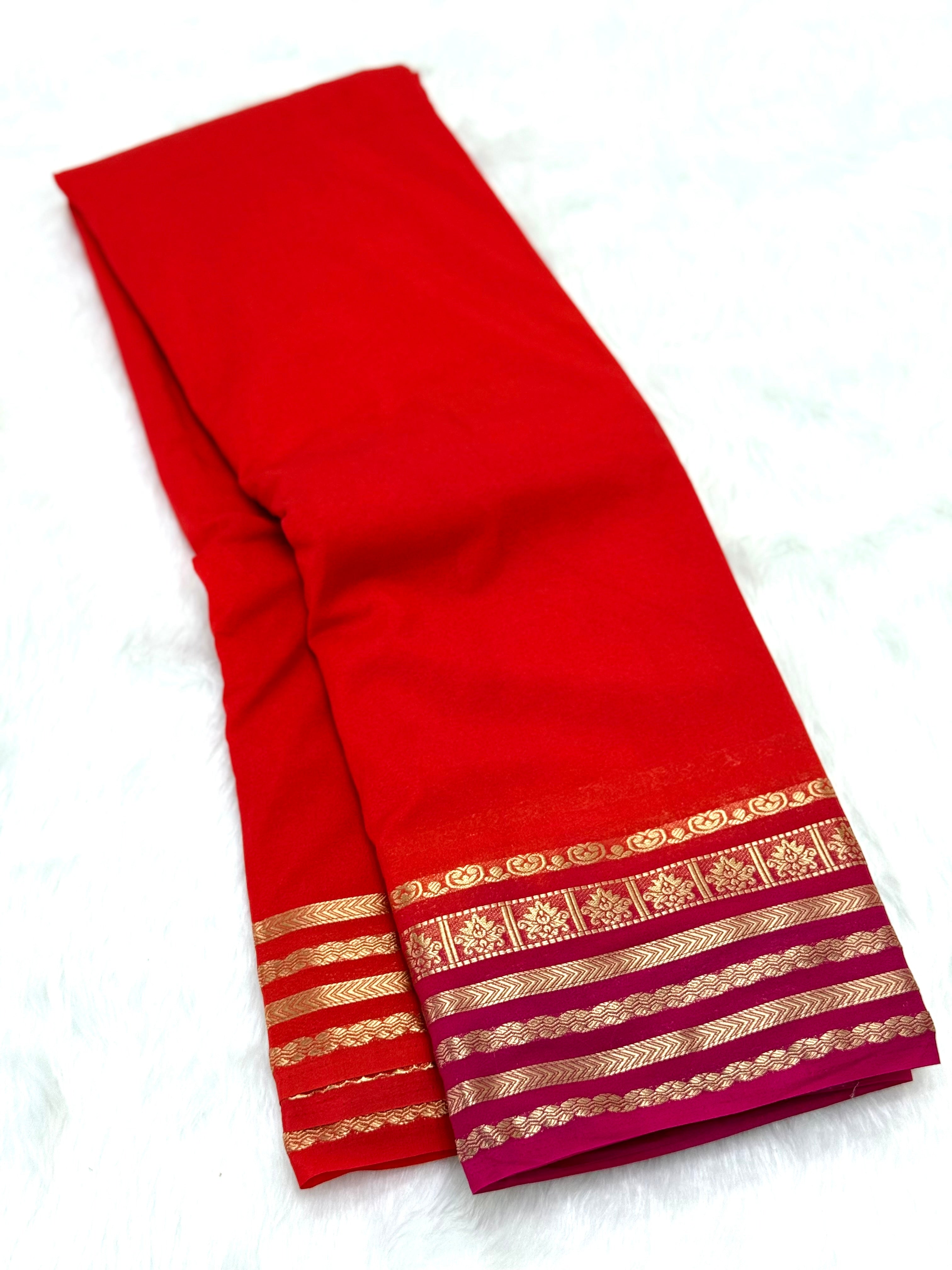 PREMIUM SEMI MYSORE SILK SAREE - RED