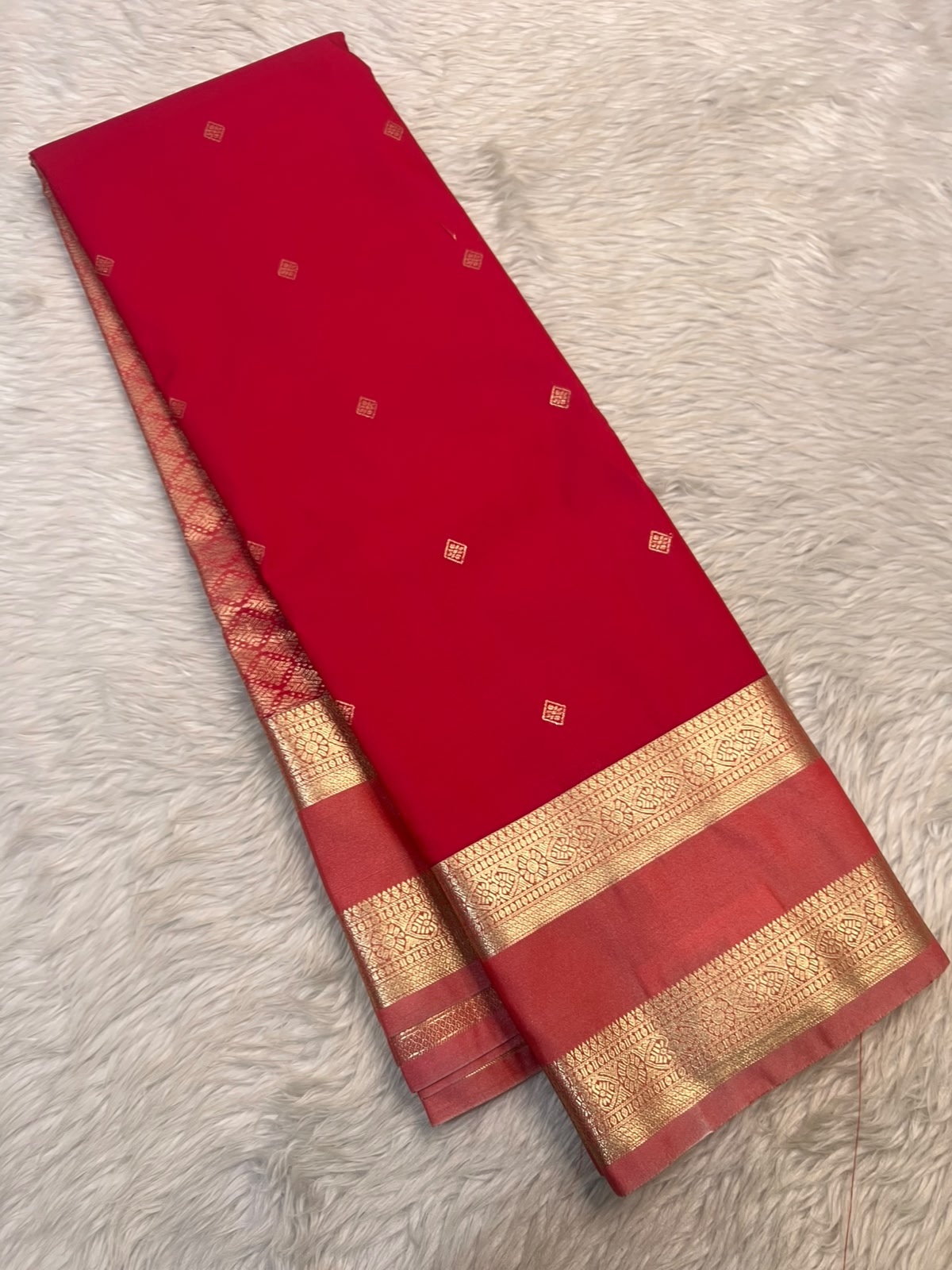 PREMIUM SEMI KANCHI SILK SAREE - RUBY RED
