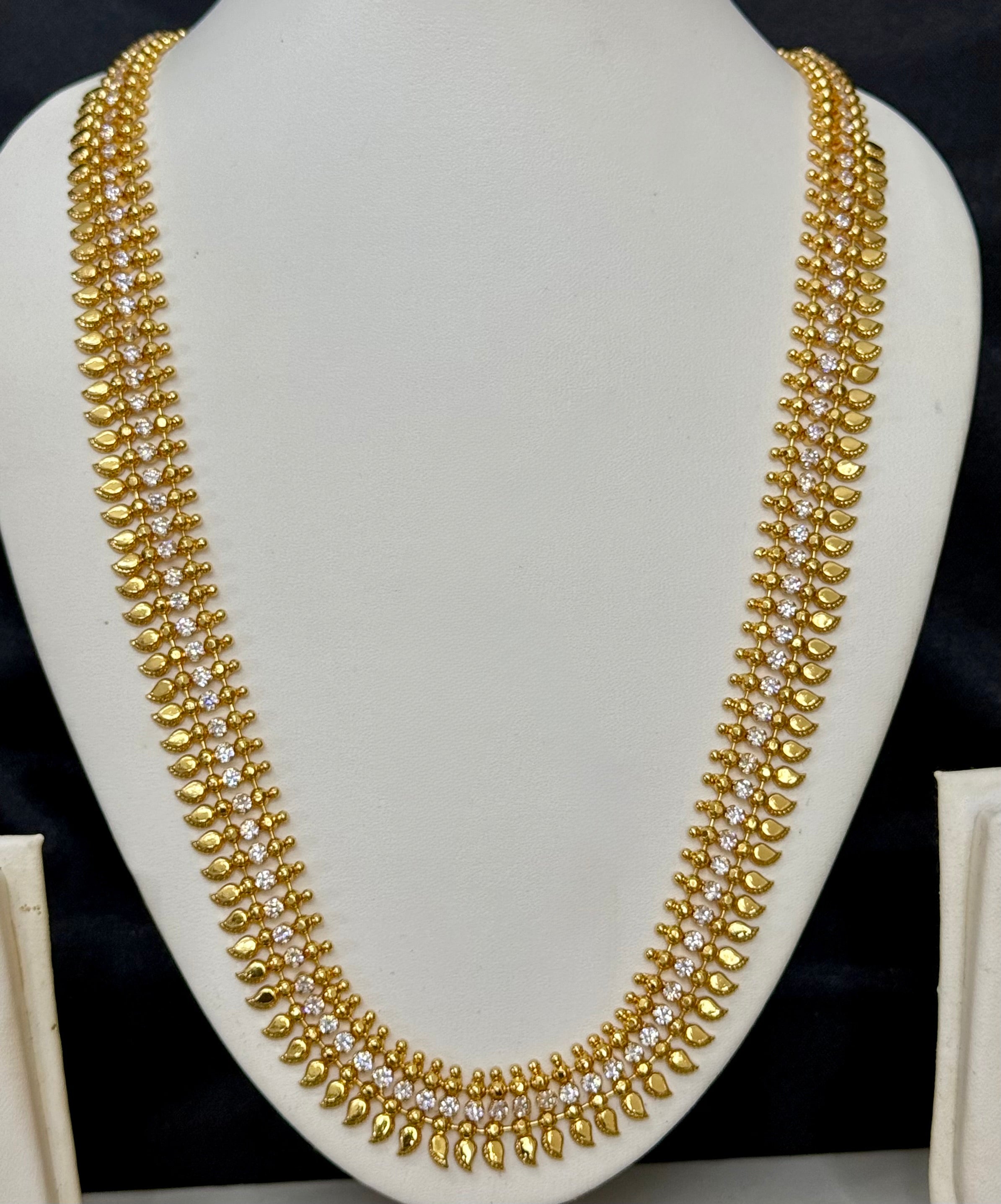 TRADITIONAL LONG MANGO MIX GOLD PLATED NECKLACE - WHITE