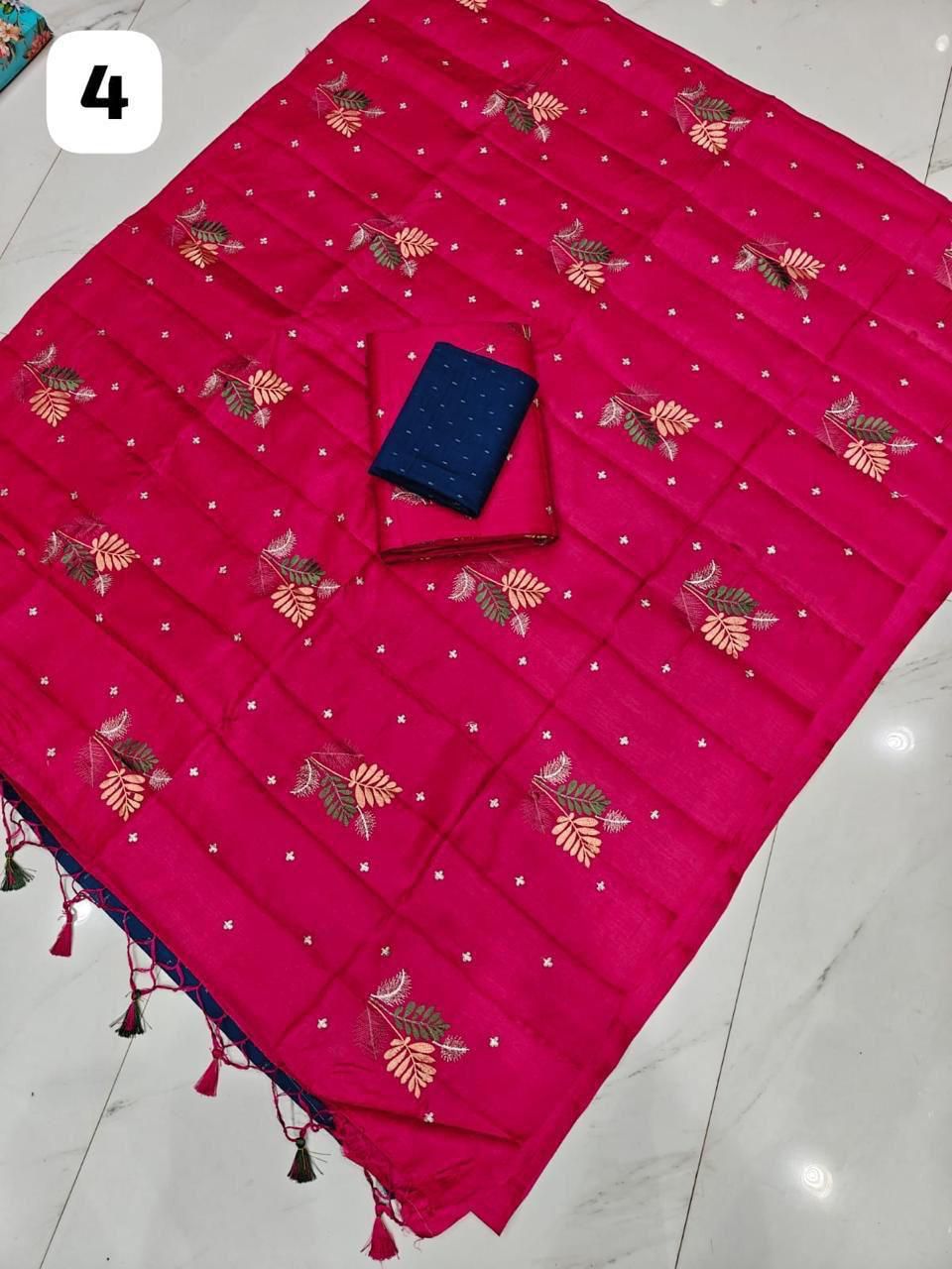 PREMIUM BUTTER SILK SAREE - RANI PINK