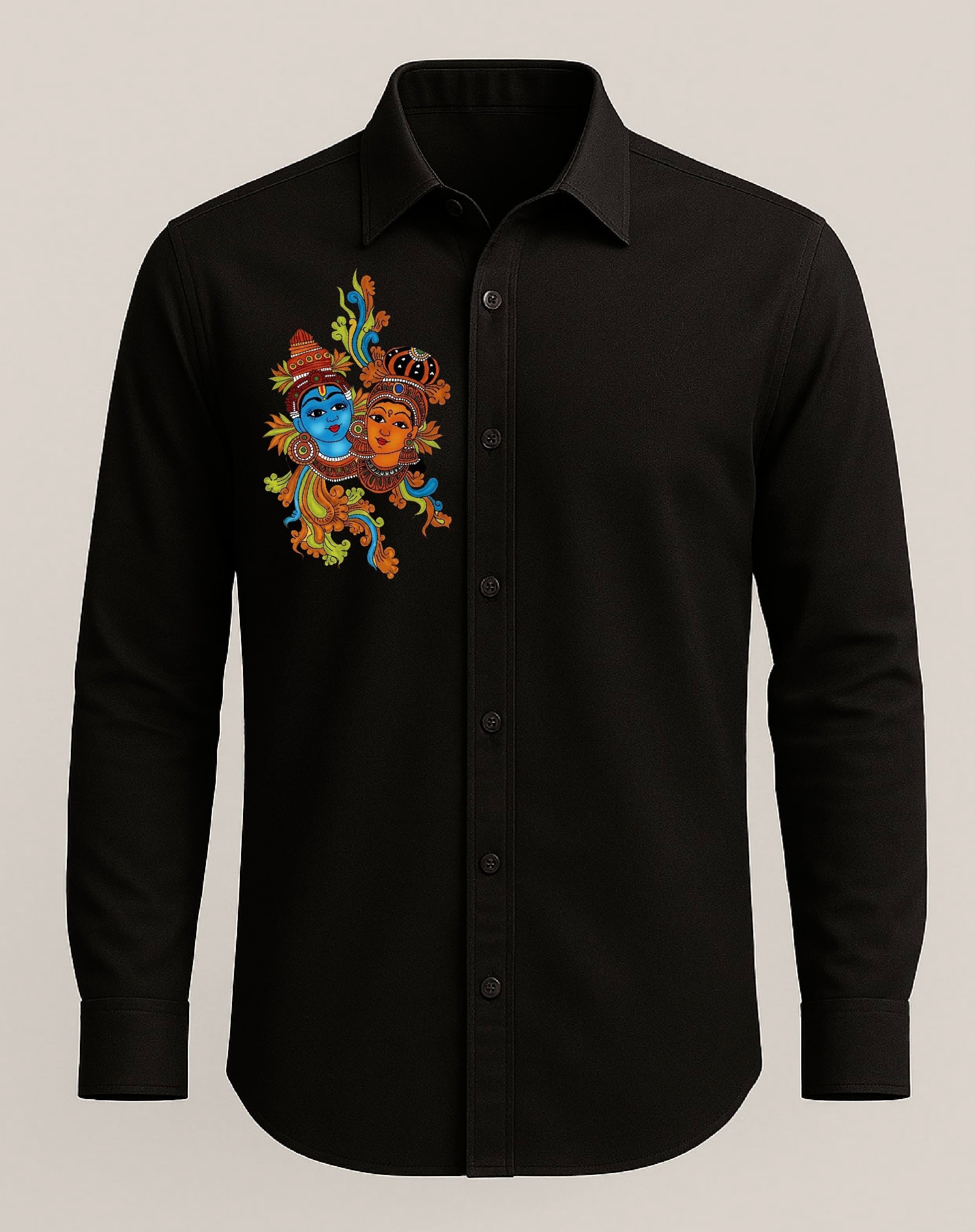 ONAM EDIT MEN'S PRINTED FULL SLEEVE SHIRT - BLACK