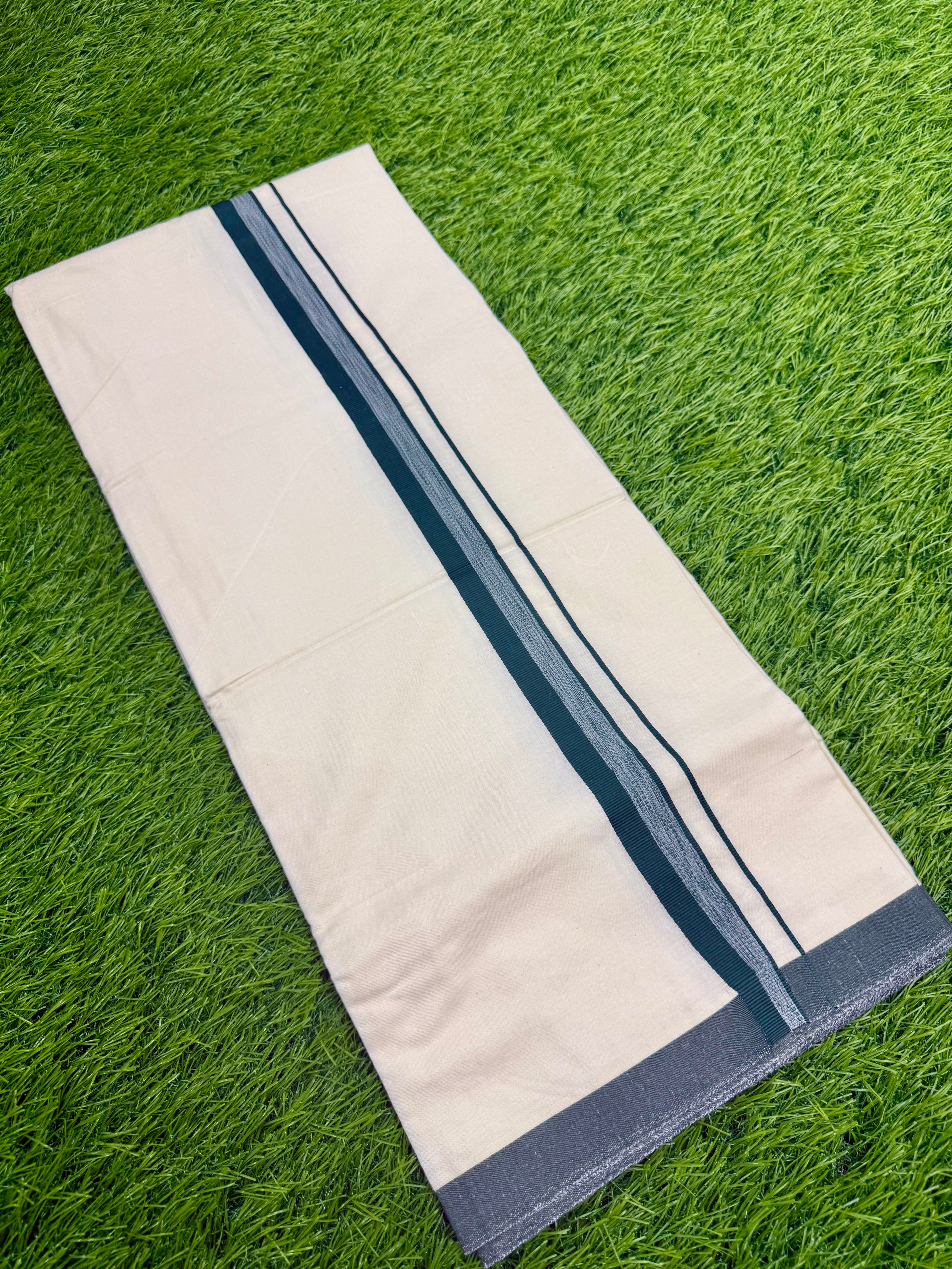 MEN'S DOUBLE DHOTI CREAM WITH FANCY BORDER