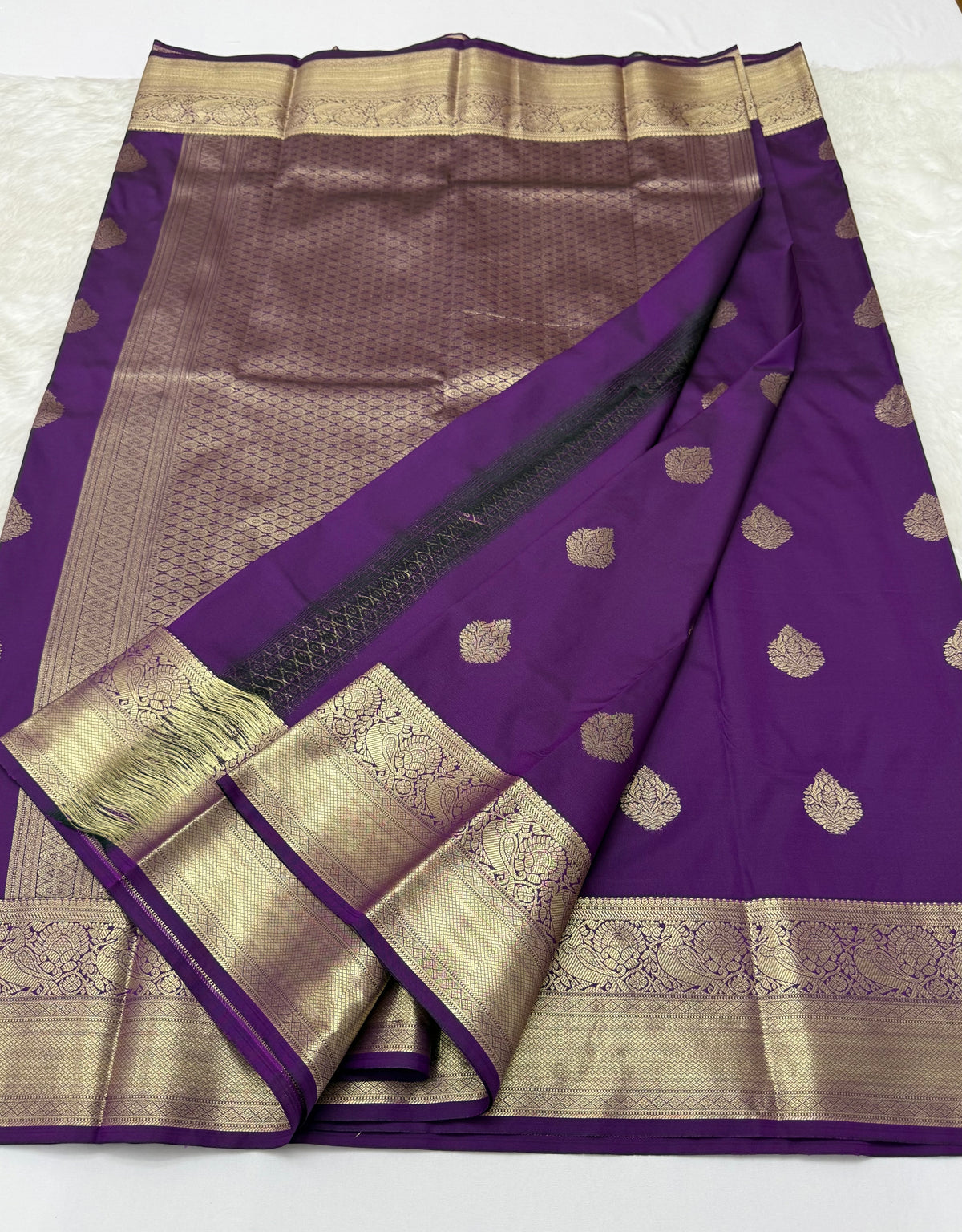PREMIUM SEMI KANCHI SILK SAREE - DEEP PURPLE