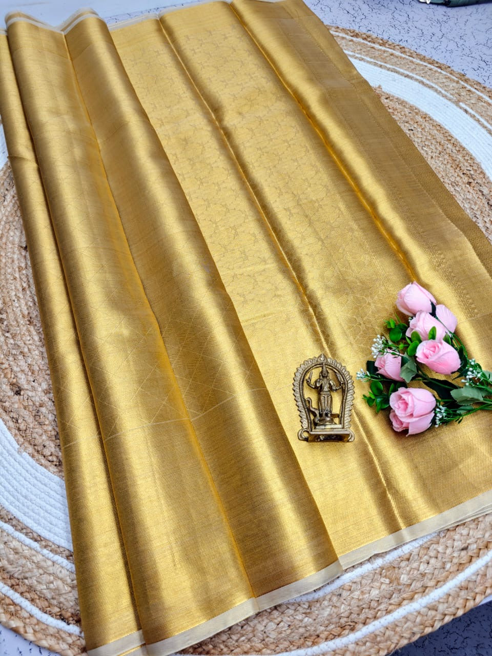 FANCY BANARASI TISSUE SILK SAREES - GOLD