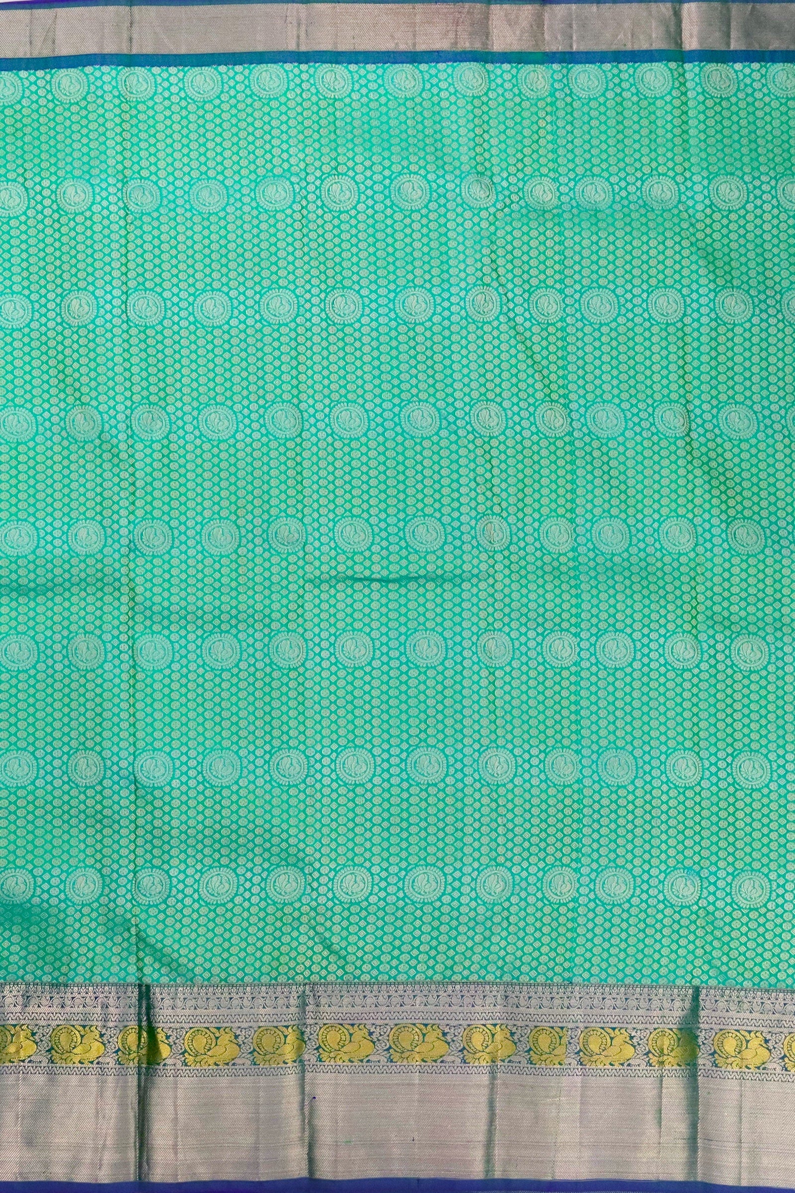 TURQUOISE TEAL KANCHIPURAM PURE SILK SAREE | SILKMARK® CERTIFIED