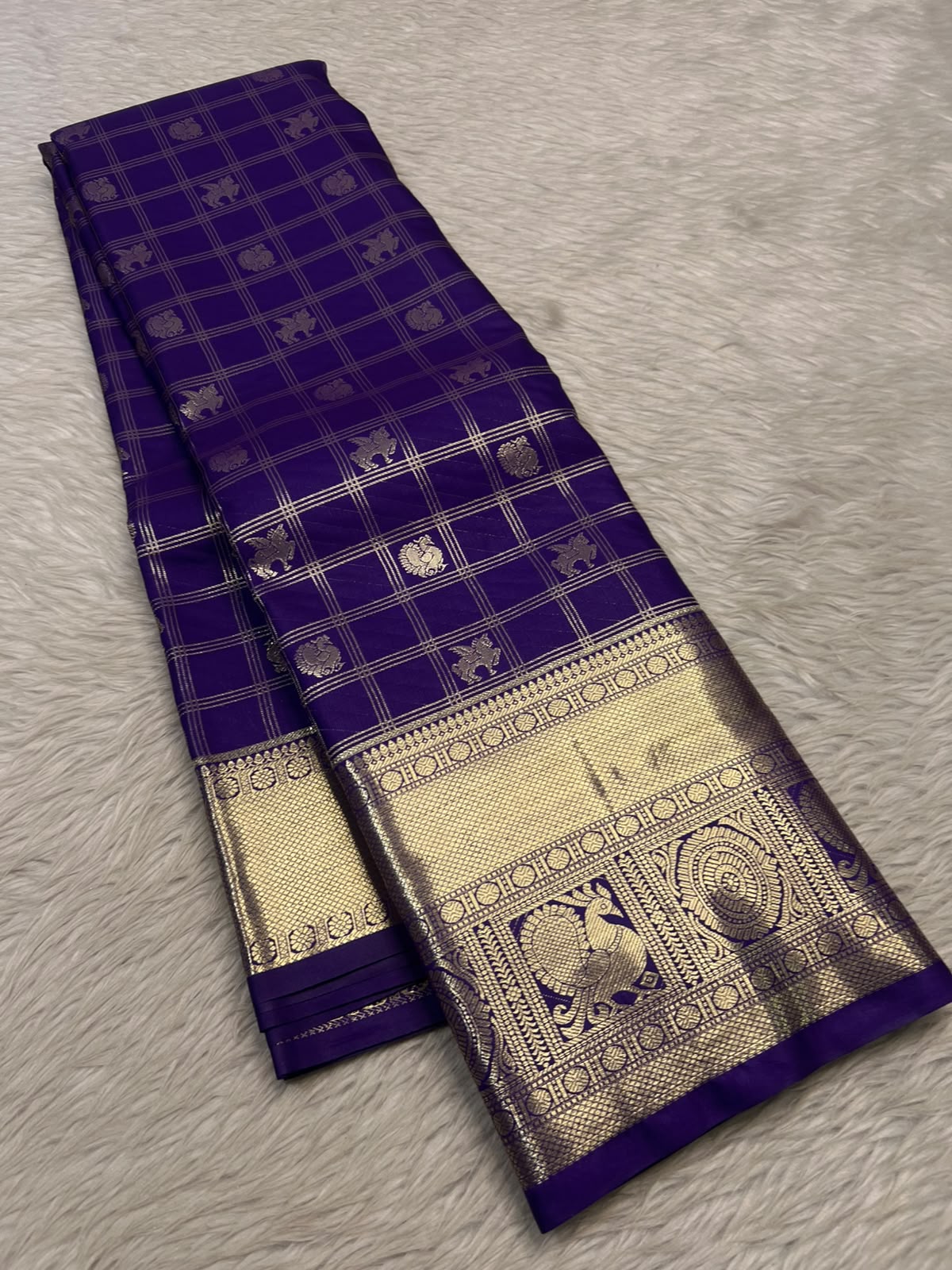 PREMIUM SEMI KANCHI SILK SAREE - INDIGO PURPLE