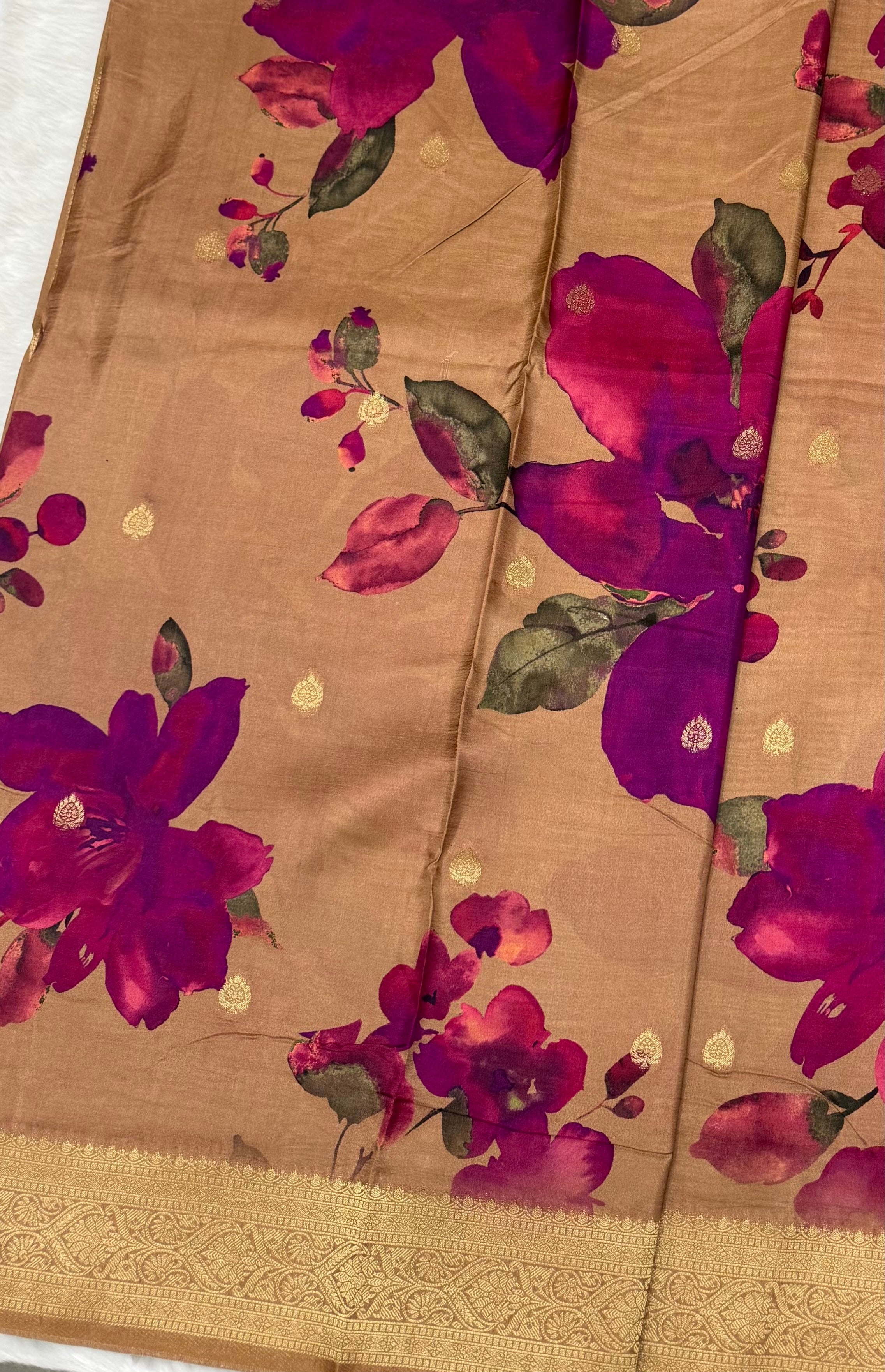 PREMIUM FLORAL PRINTED MASAKALI SAREE - MULTICOLOUR