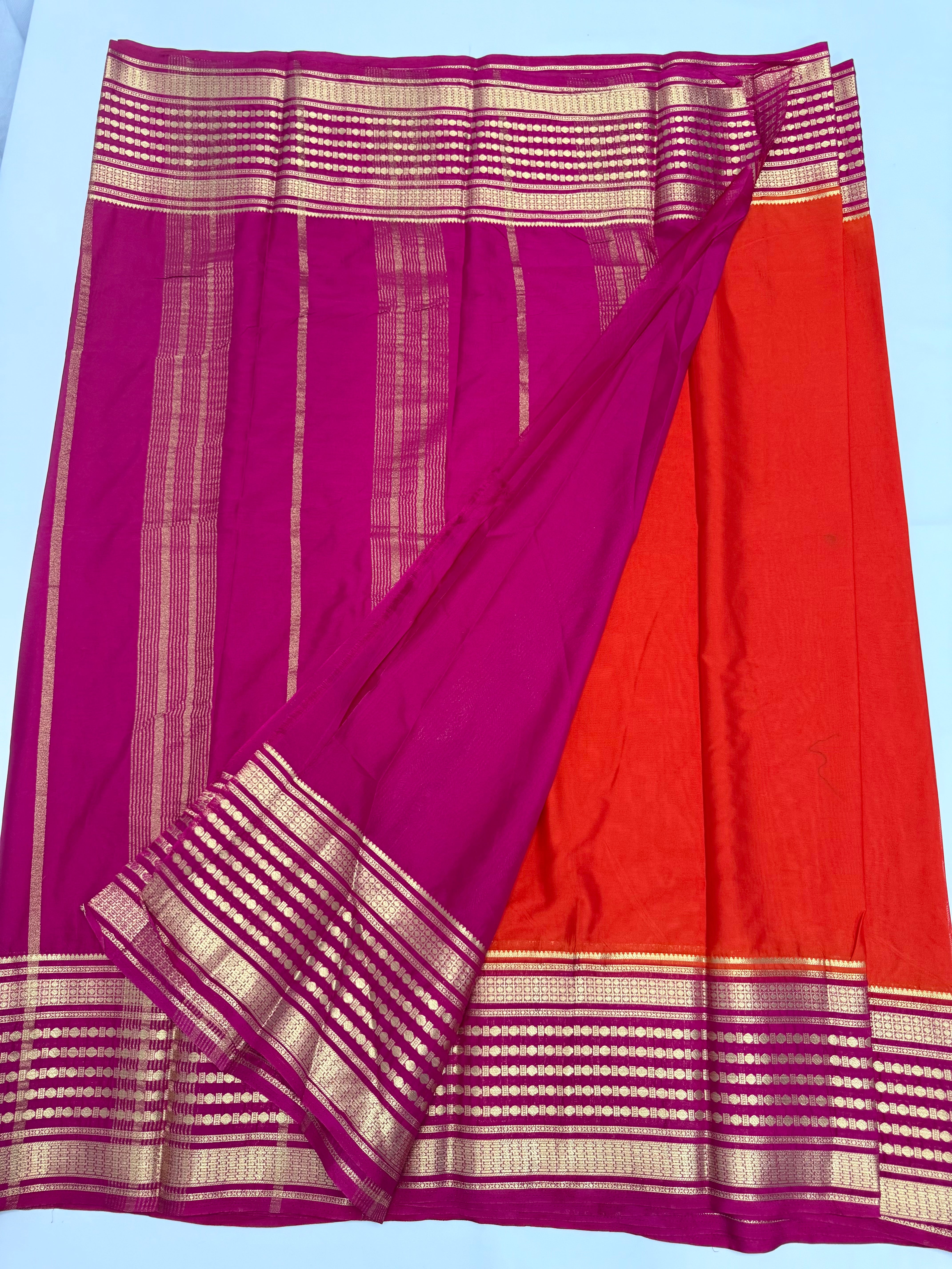 PREMIUM SEMI CREPE SILK SAREE - ORANGE