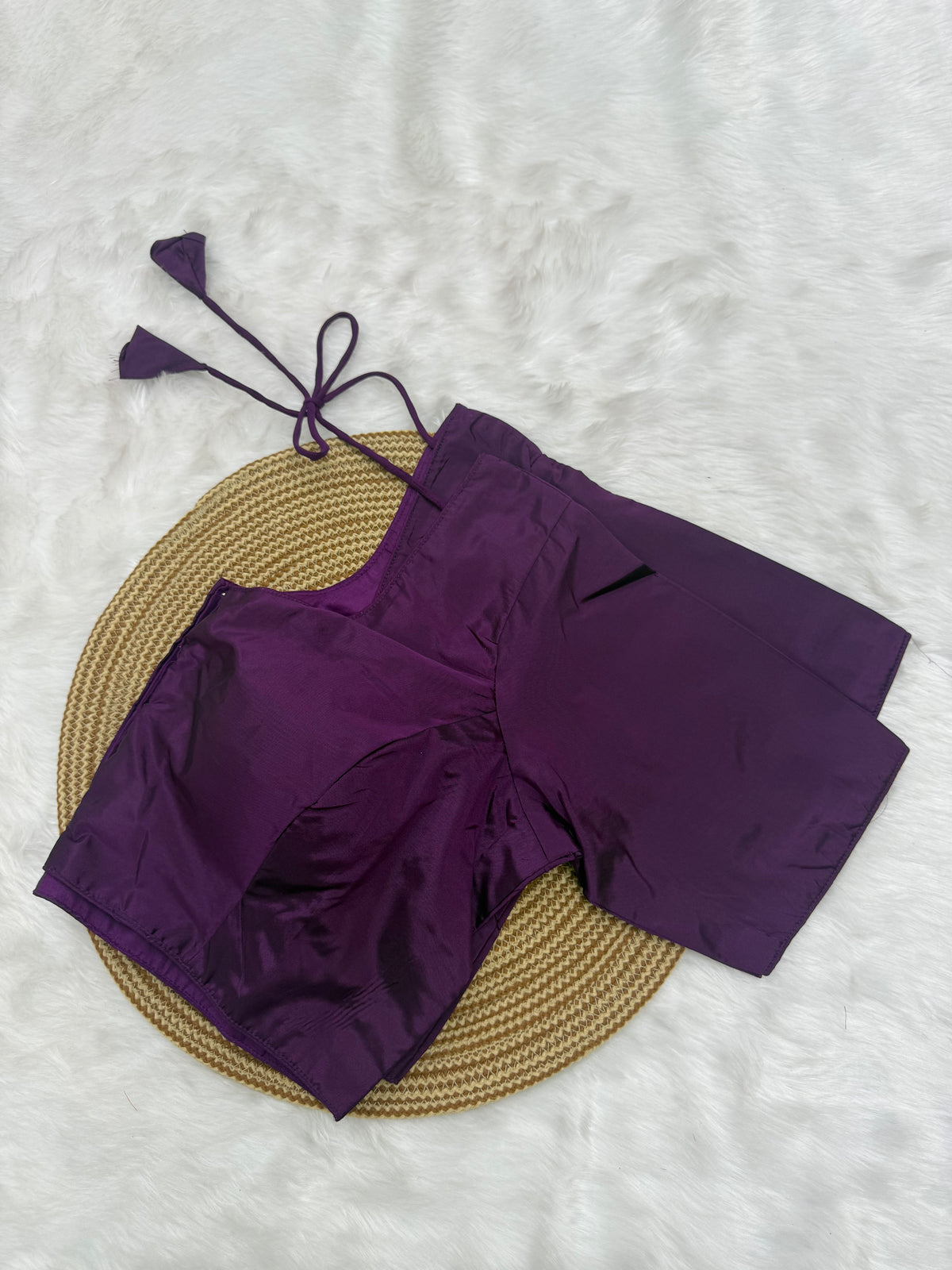 PLAIN SILK READY TO WEAR SAREE BLOUSE - DEEP PLUM
