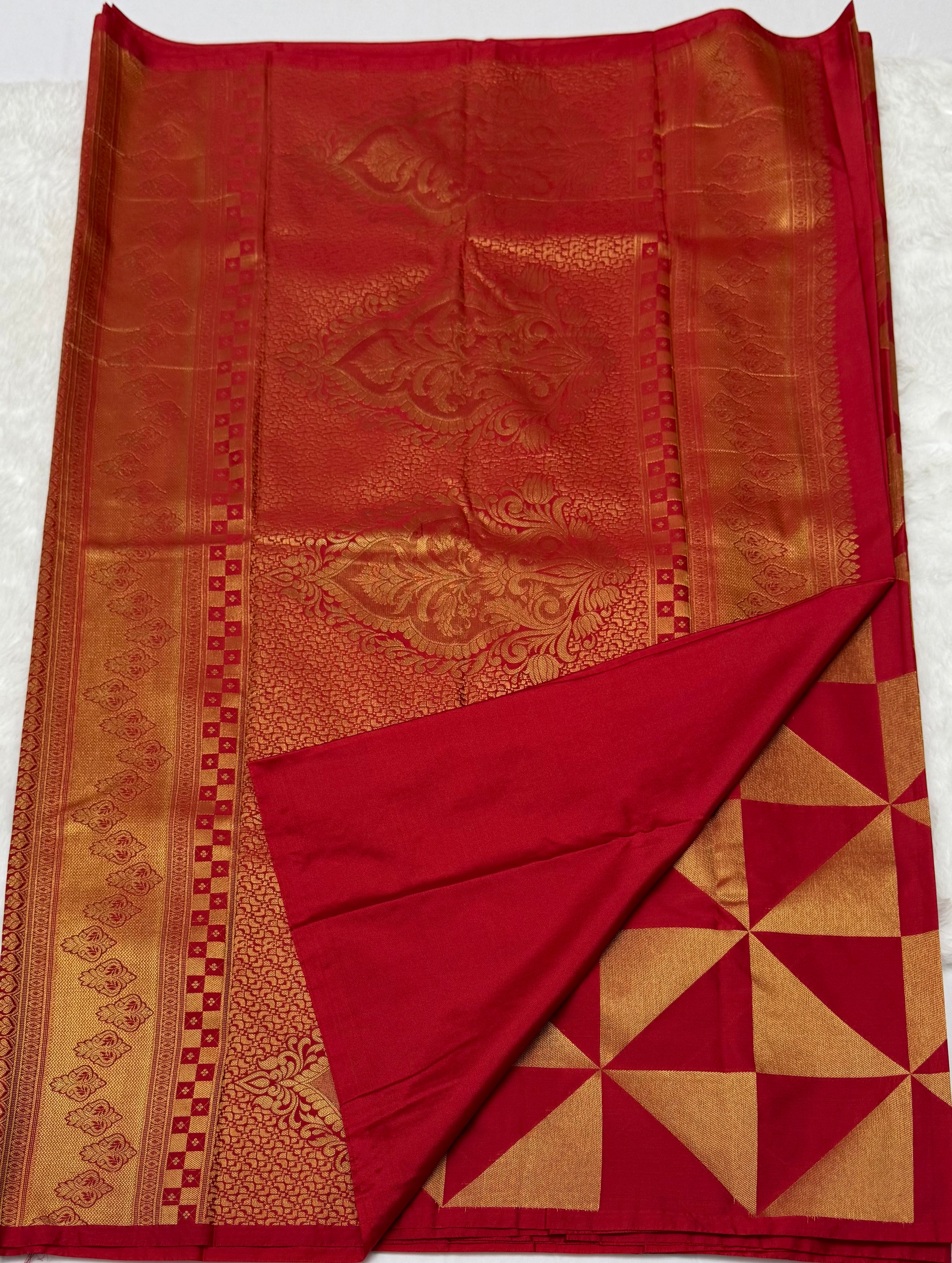 PREMIUM SEMI KANCHI SILK SAREE - RED