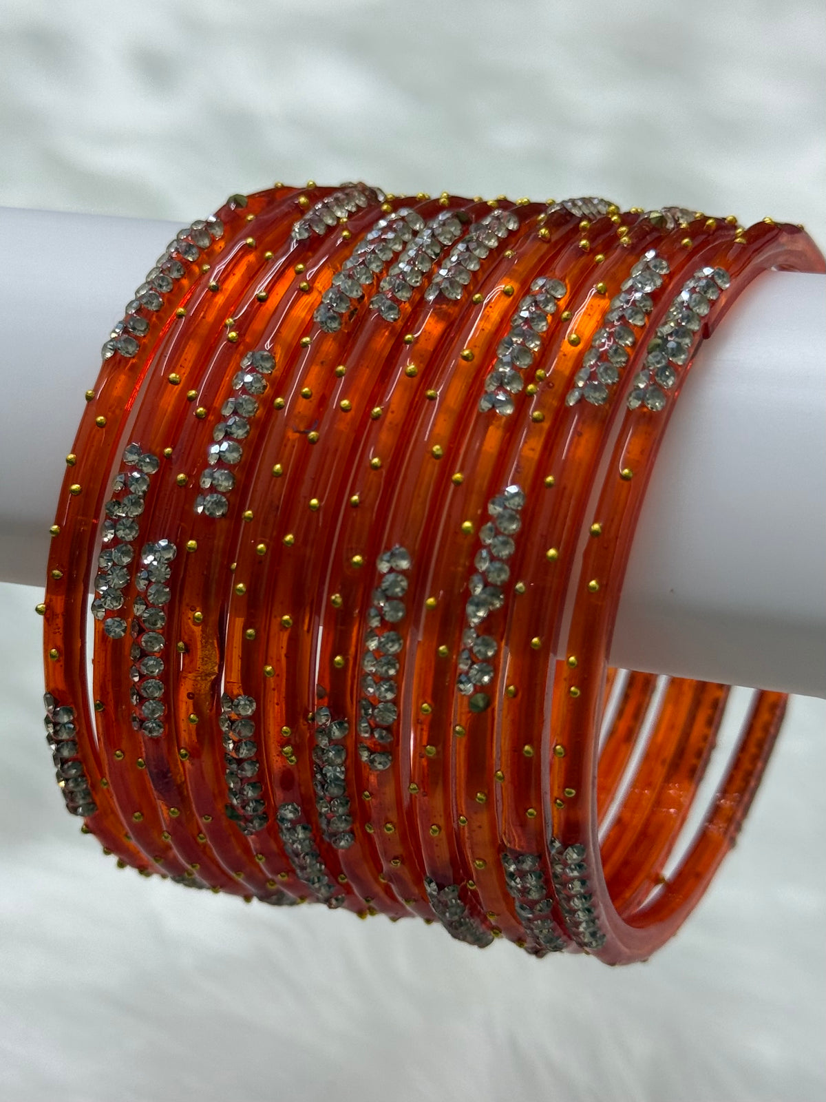 PREMIUM STONE STUDDED GLASS BANGLES PACK OF 12