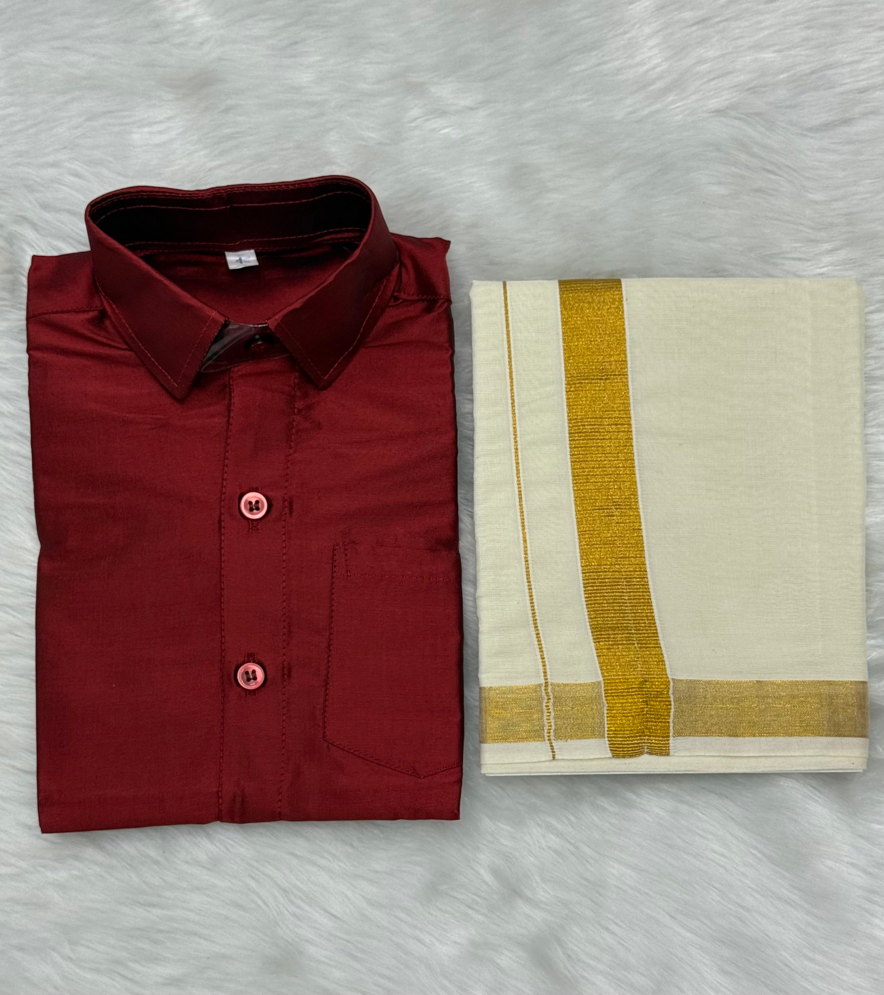 KIDS BOYS VELCRO DHOTI & SHIRT COMBO SET - RED