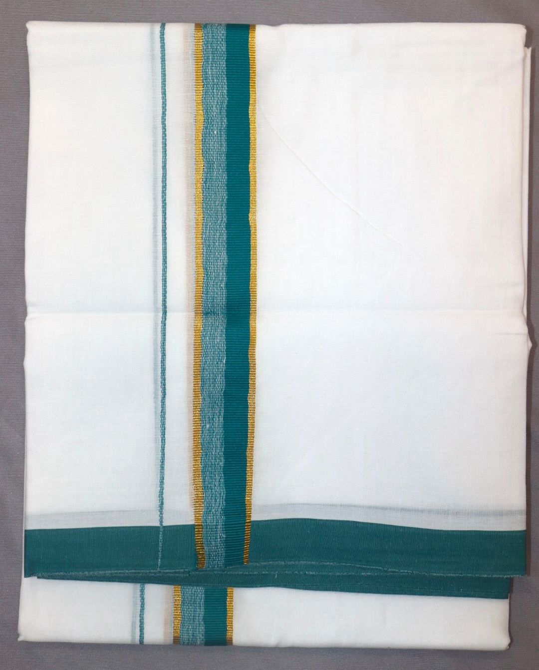 MEN'S DOUBLE DHOTI WHITE WITH FANCY BORDER