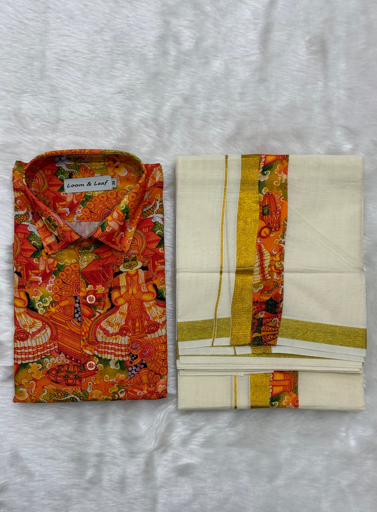 PREMIUM CULTURAL PRINTED SHIRT & MUNDU COMBO - MULTICOLOUR