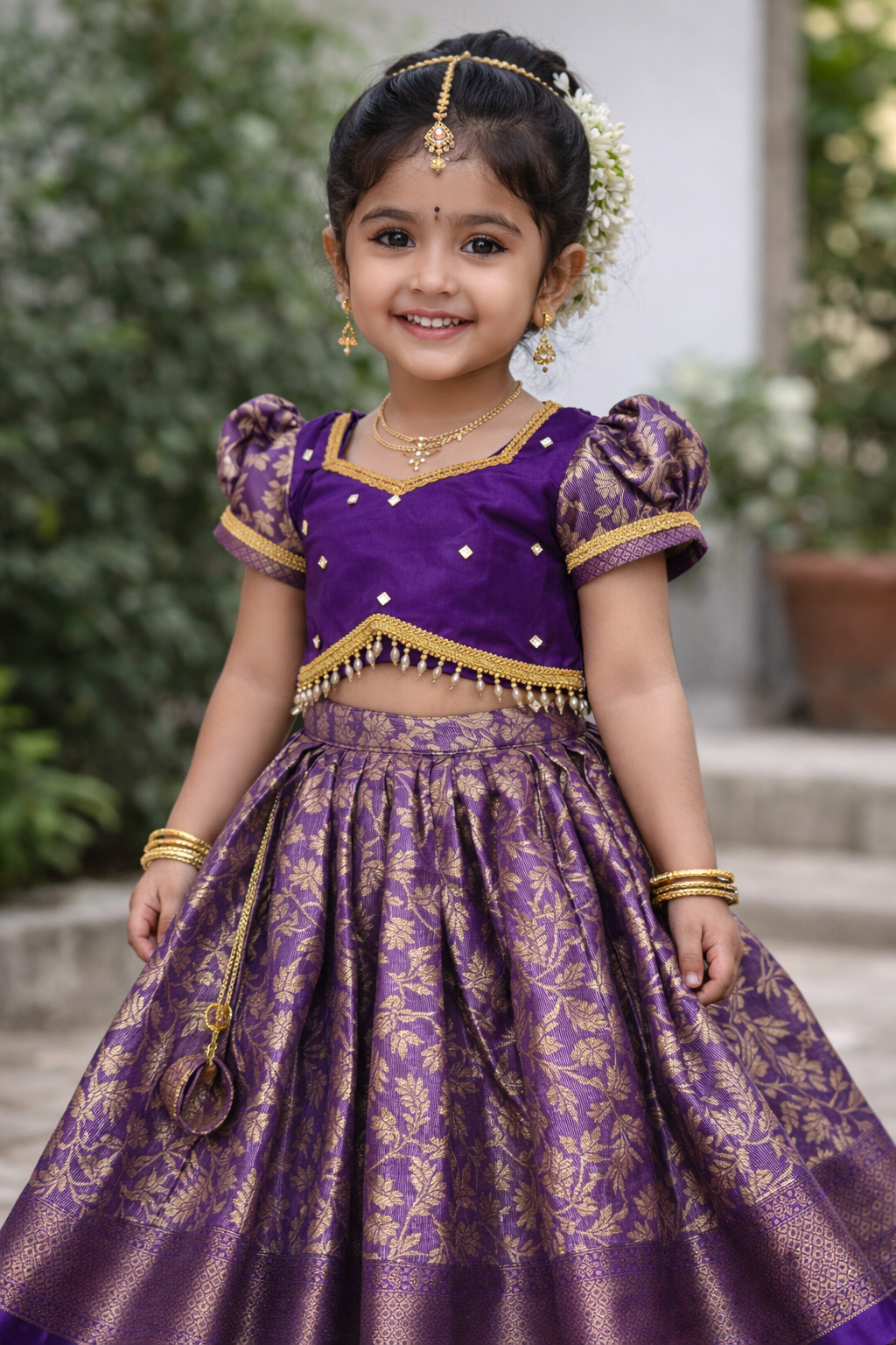 GIRL'S PATTU PAVADAI/READYMADE LEHENGA CHOLI SET