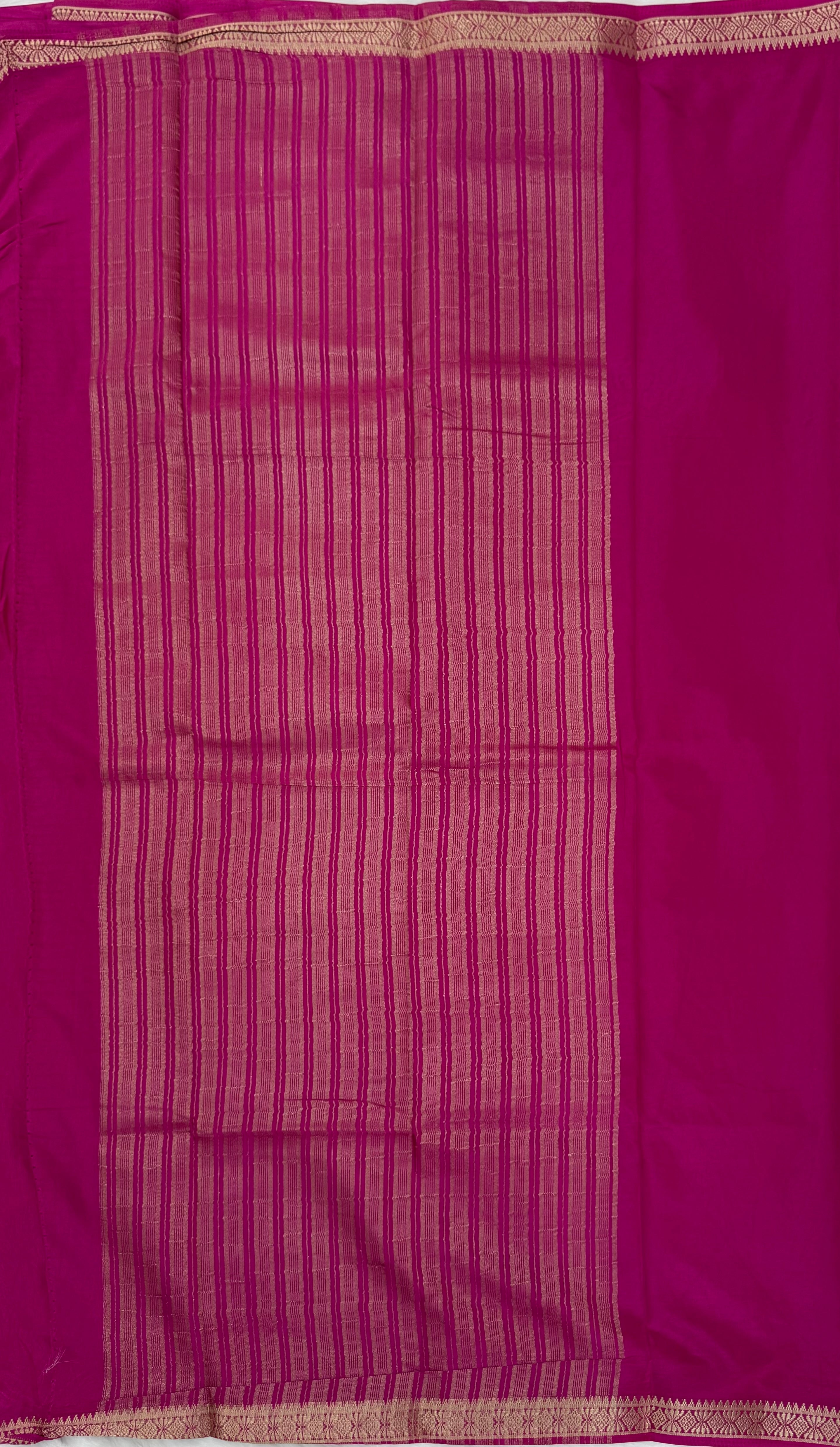 PREMIUM MYSORE SILK PIPING BORDER SAREE - RANI PINK
