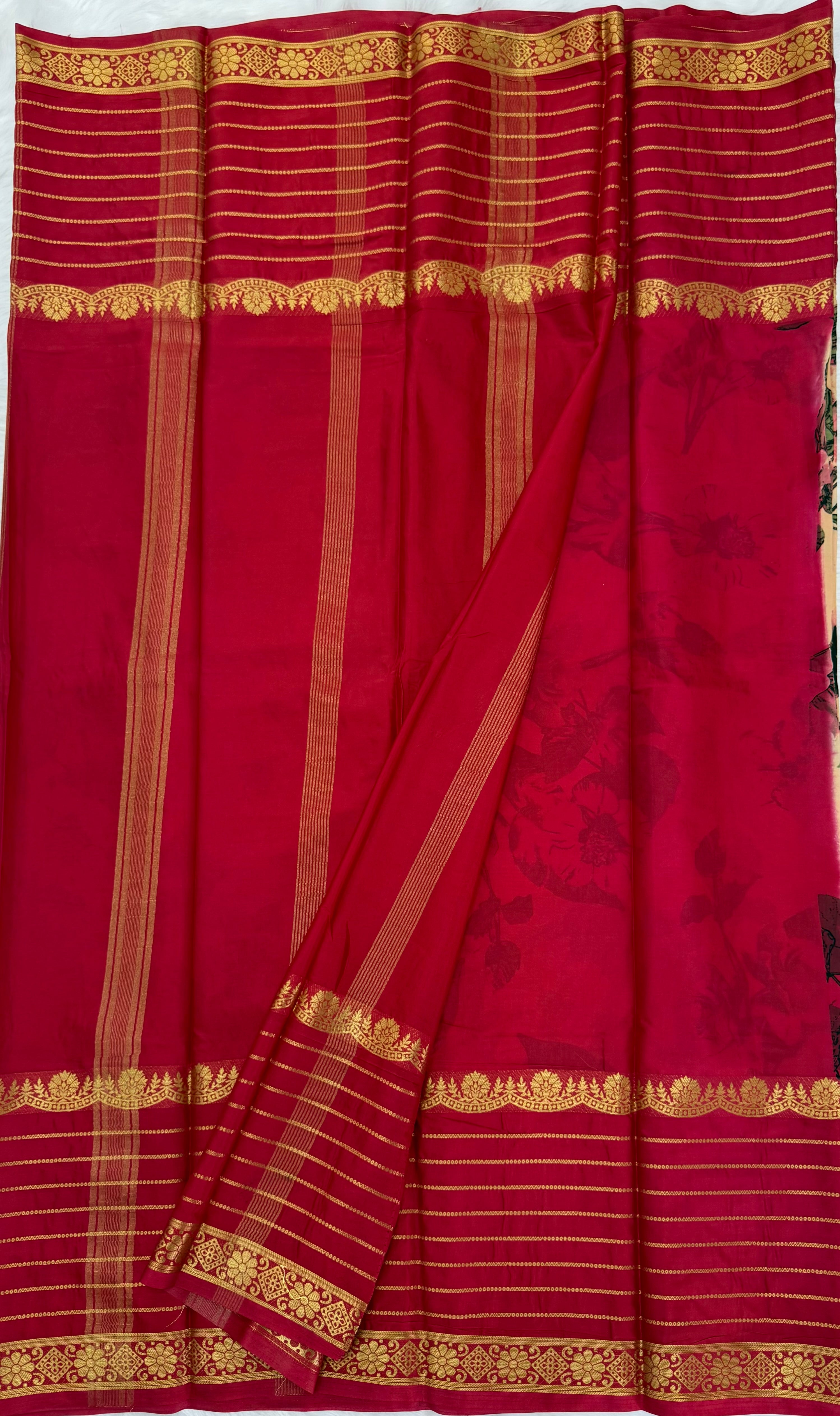 KALAMKARI PURE QUALITY MYSORE SILK SAREE - RED