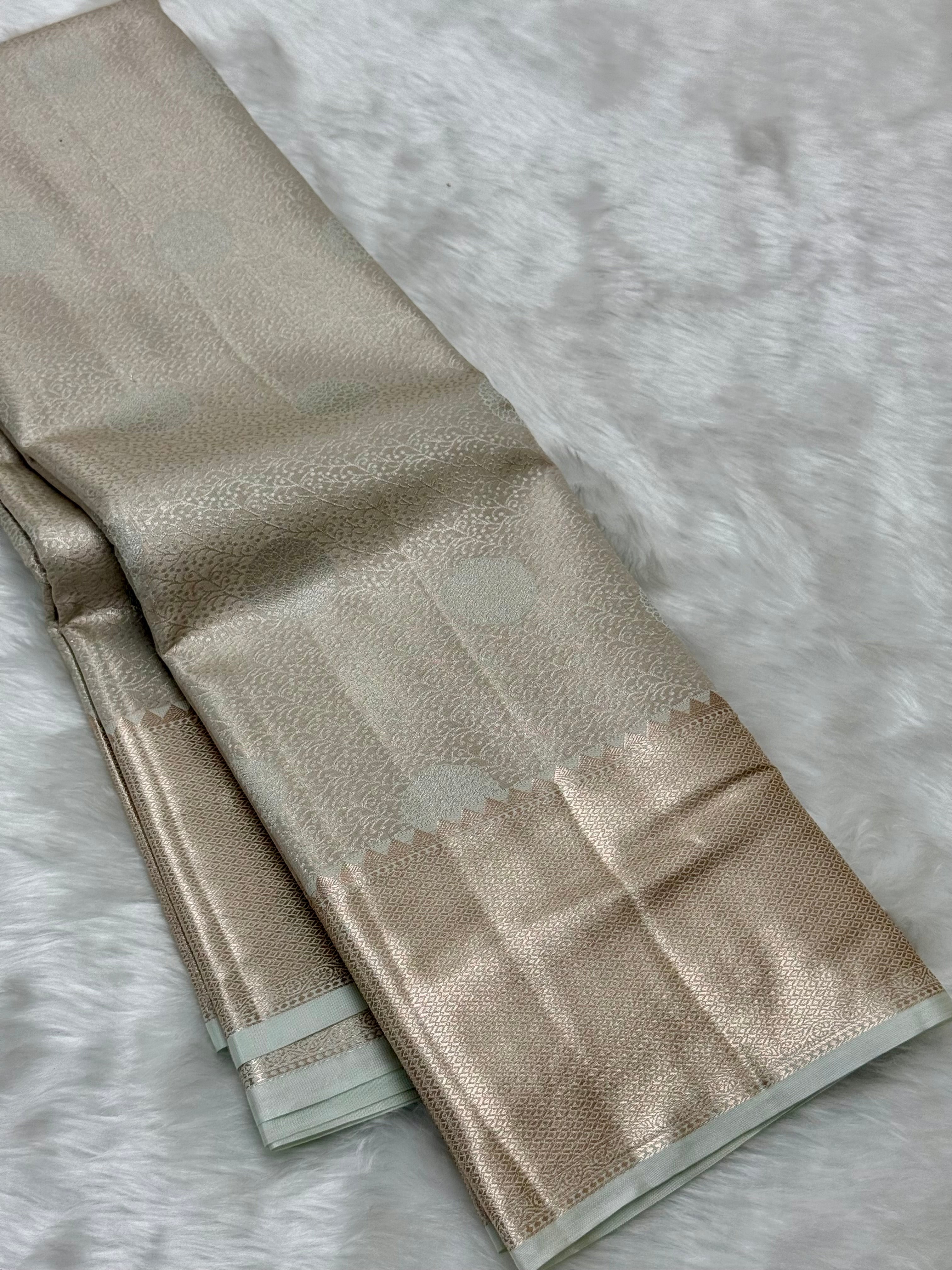 PREMIUM SEMI KANCHI TISSUE SILK SAREE - CREAM