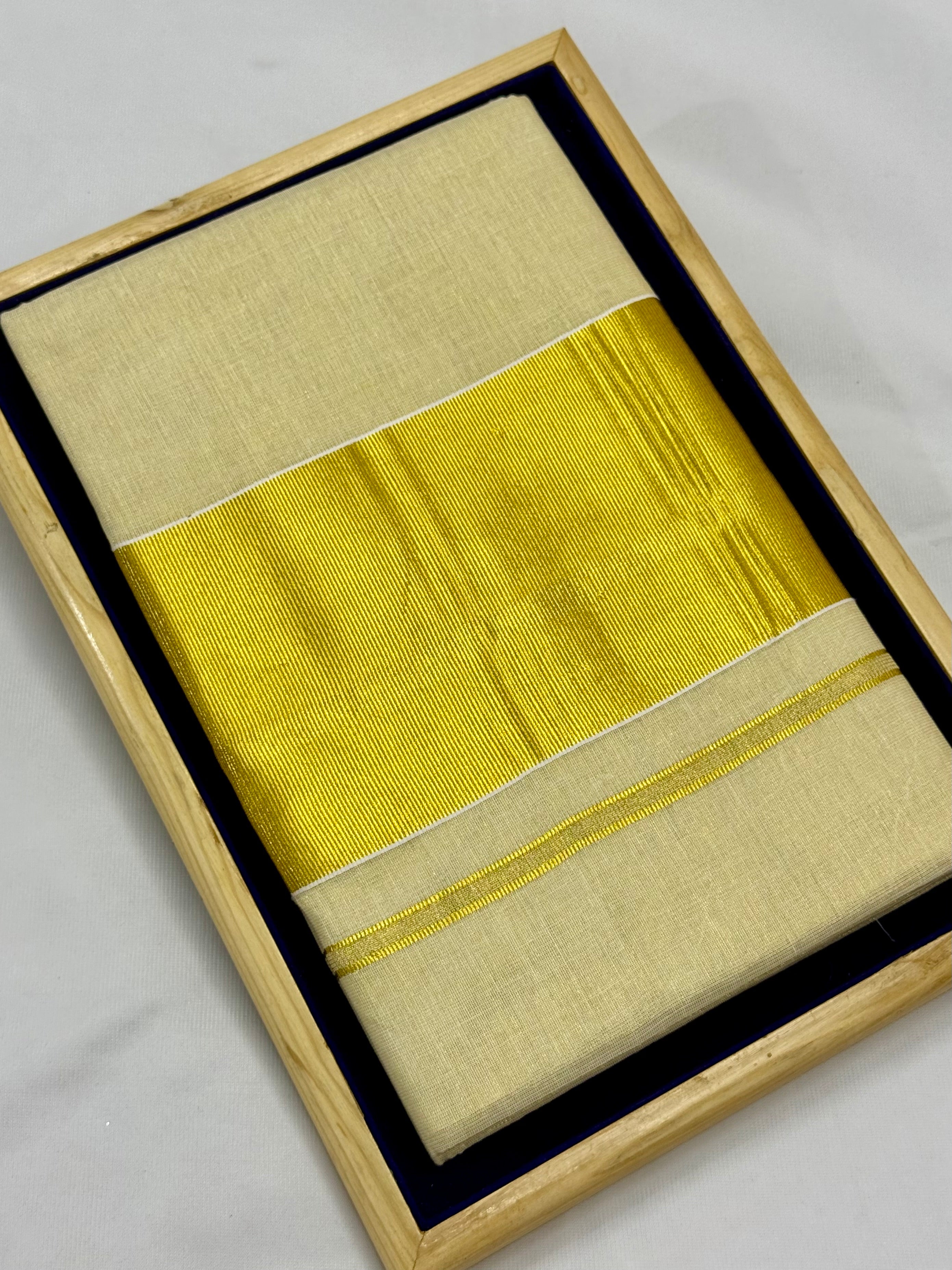 TRADITIONAL SOLID KASAVU TISSUE SAREE - (CREAM,GOLD)