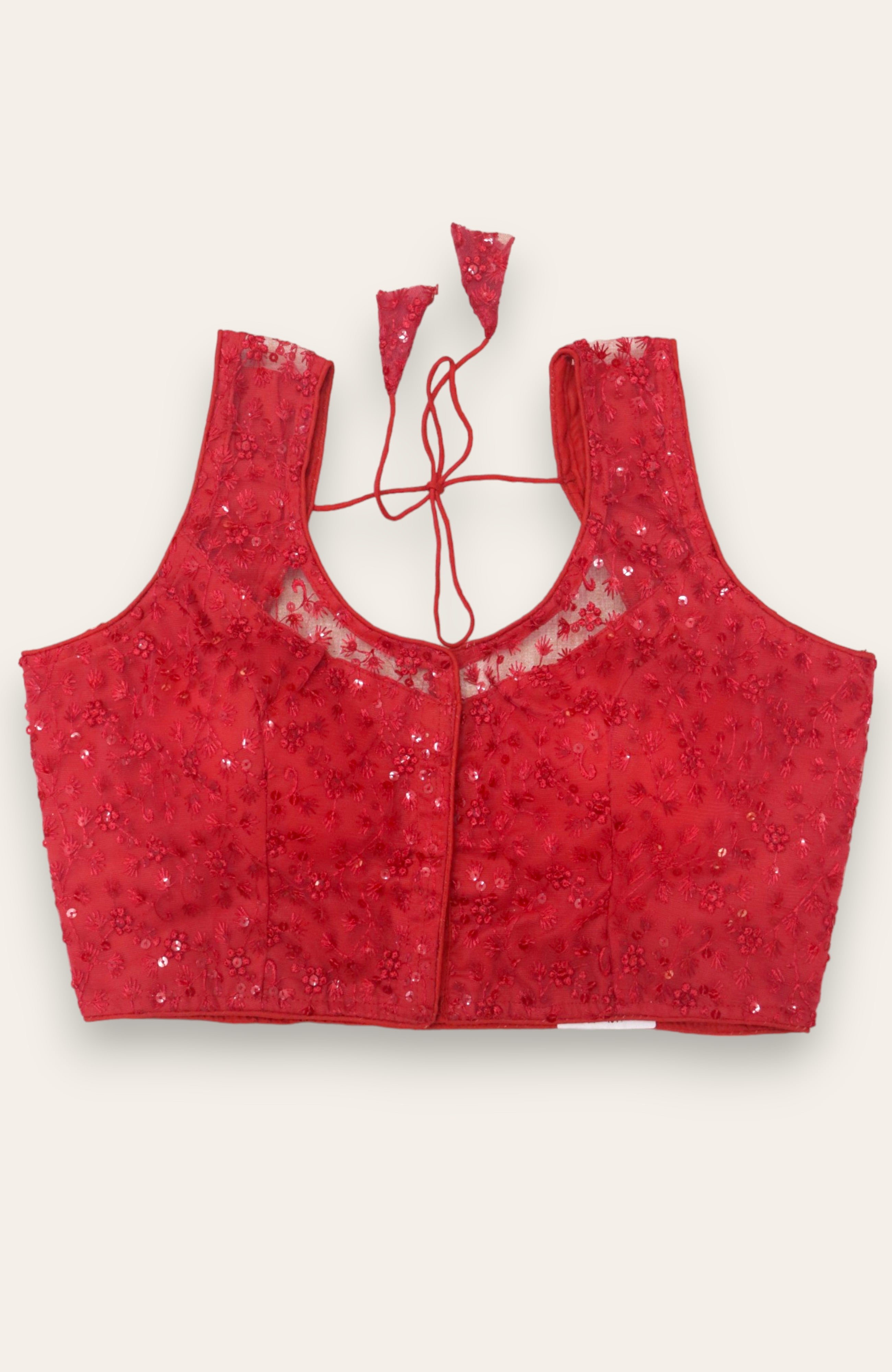 WOMEN'S SLEEVELESS DESIGNER READYMADE BLOUSE - RED