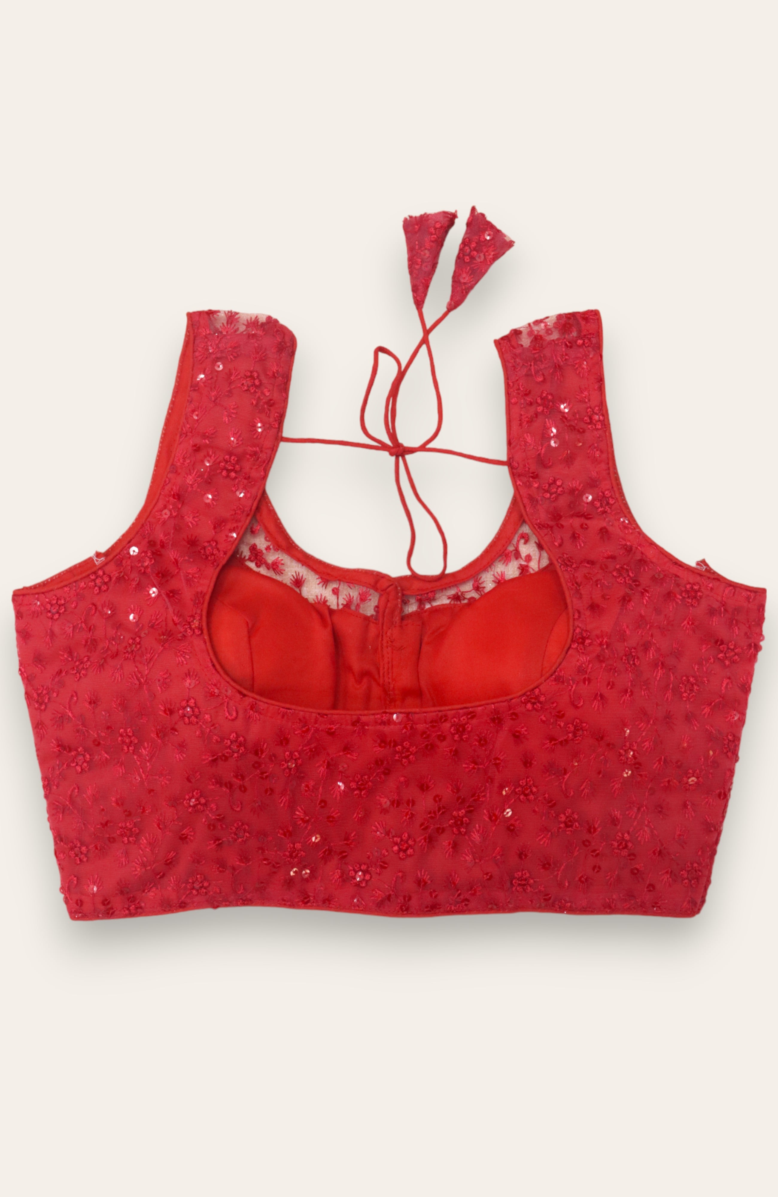WOMEN'S SLEEVELESS DESIGNER READYMADE BLOUSE - RED