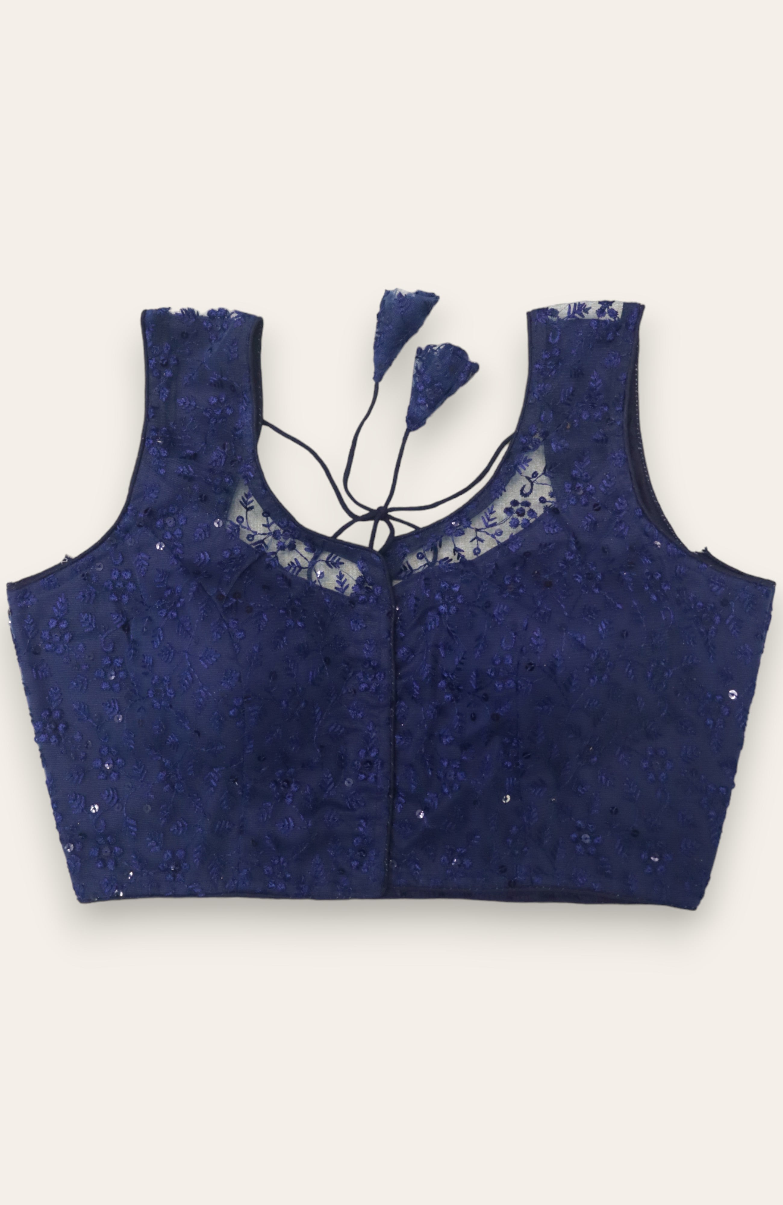 WOMEN'S SLEEVELESS DESIGNER READYMADE BLOUSE - NAVY BLUE
