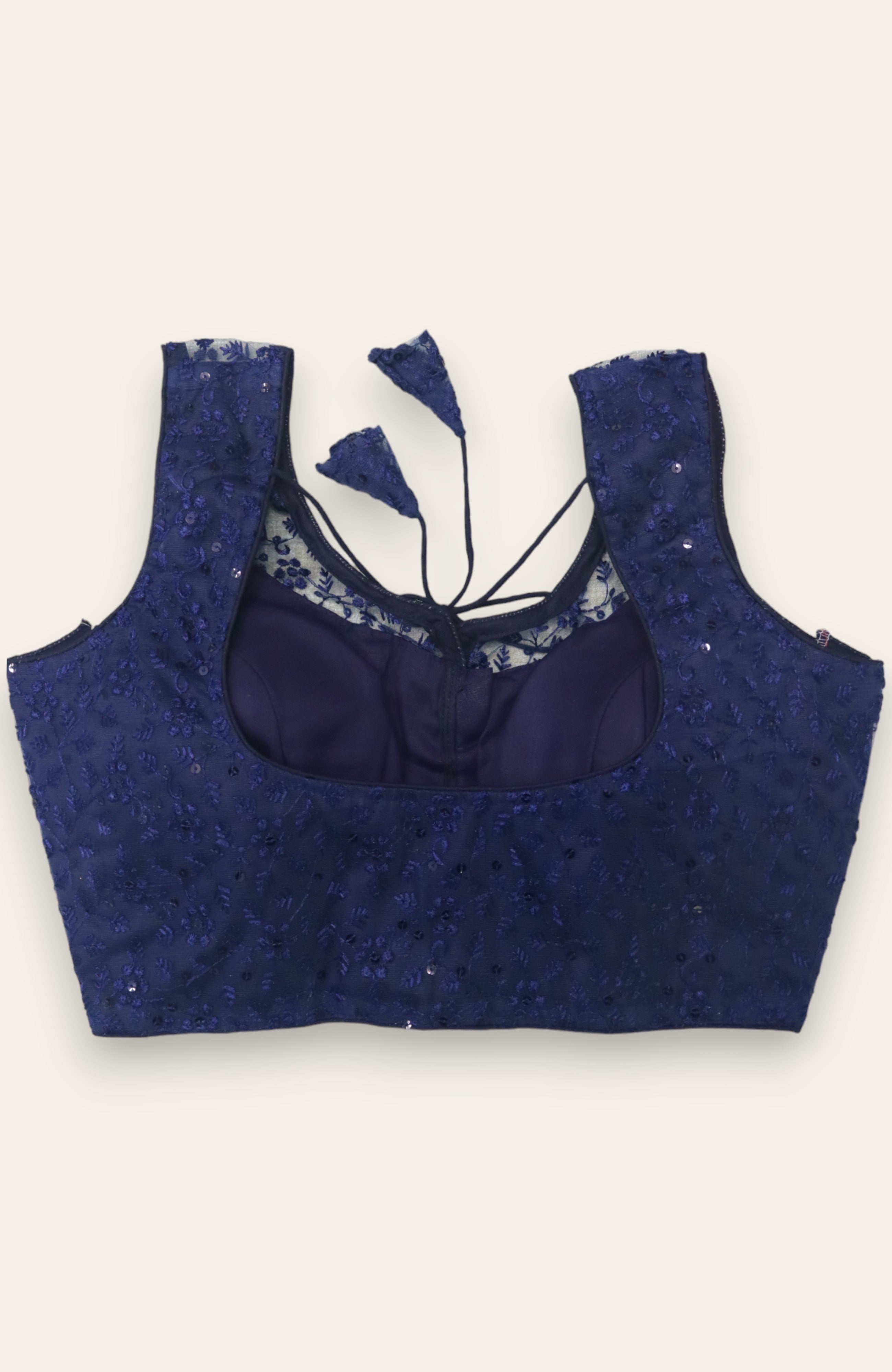 WOMEN'S SLEEVELESS DESIGNER READYMADE BLOUSE - NAVY BLUE