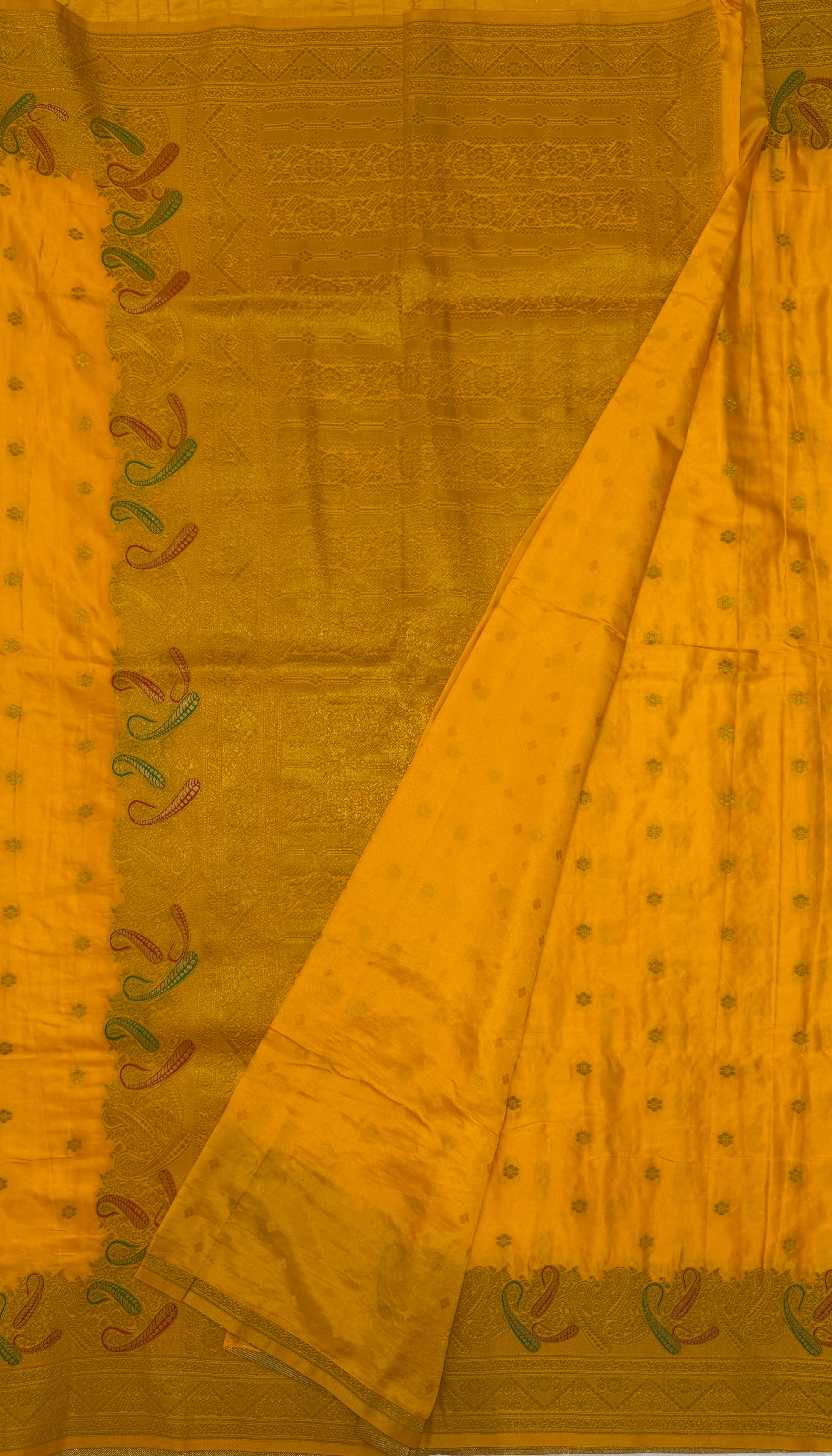 BANARASI MEENAKARI MASHRU SILK SAREE - MANGO YELLOW