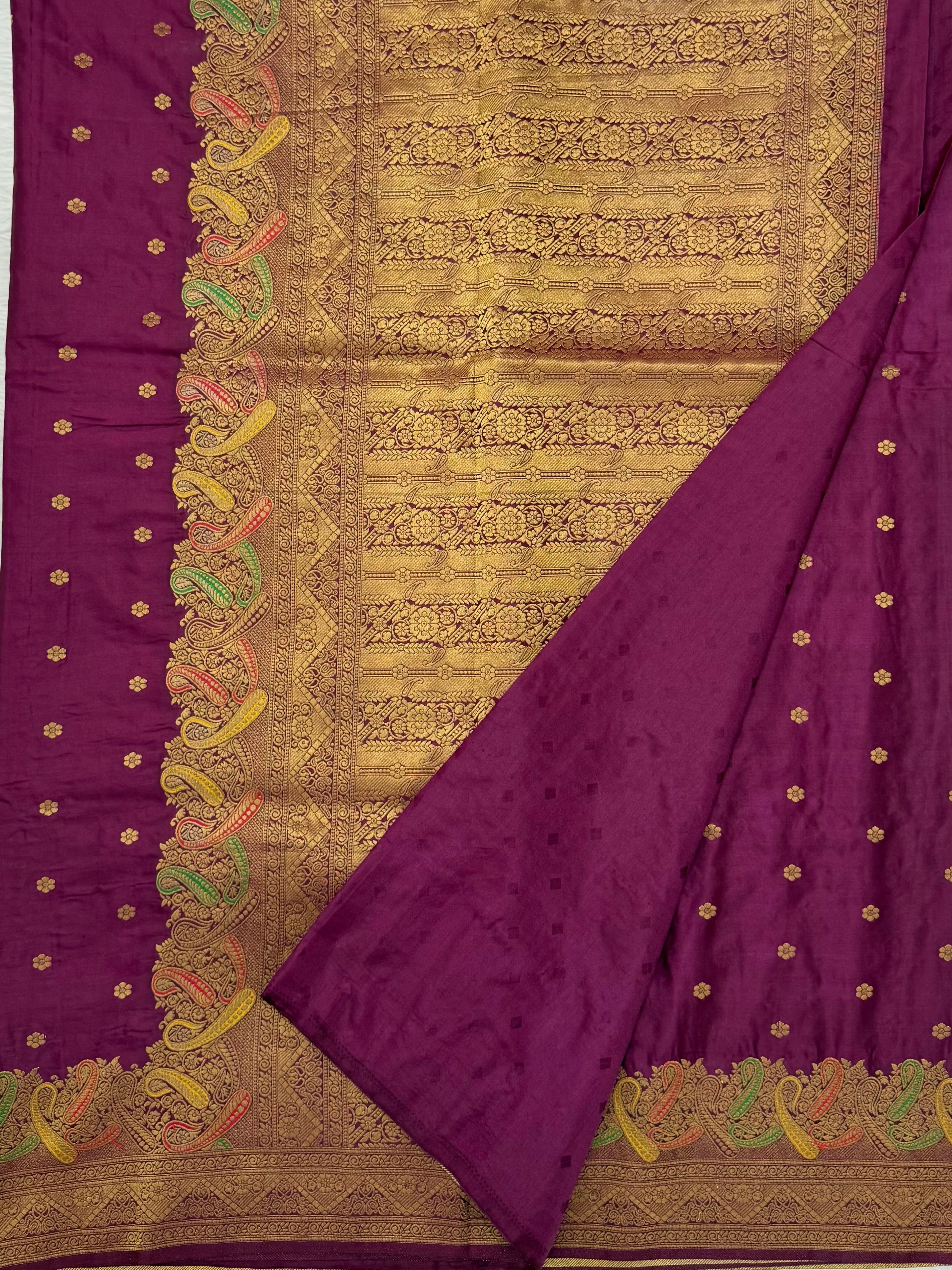 BANARASI MEENAKARI MASHRU SILK SAREE - BYZANTINE
