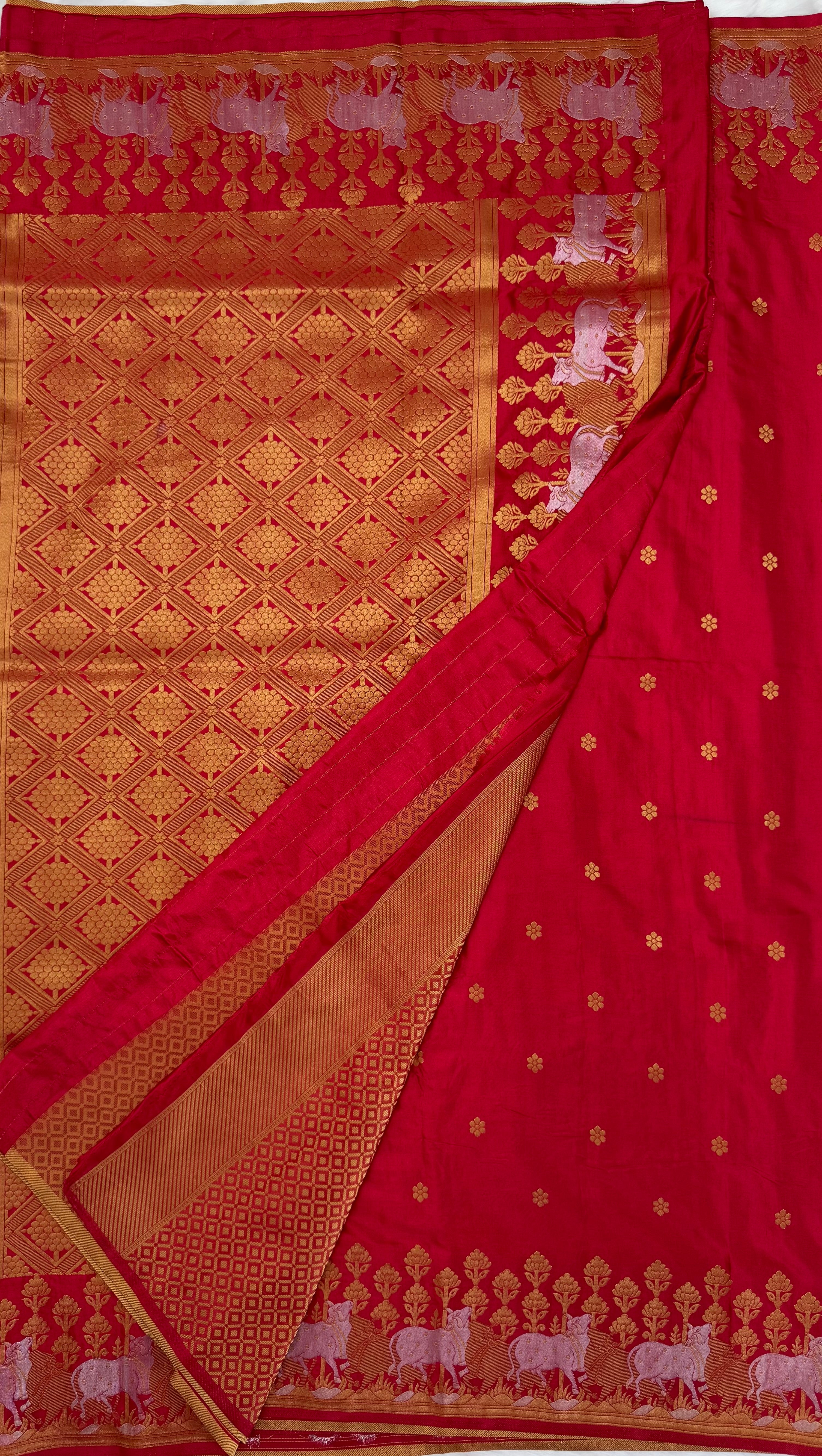 BANARASI MEENAKARI MASHRU SILK SAREE - RED
