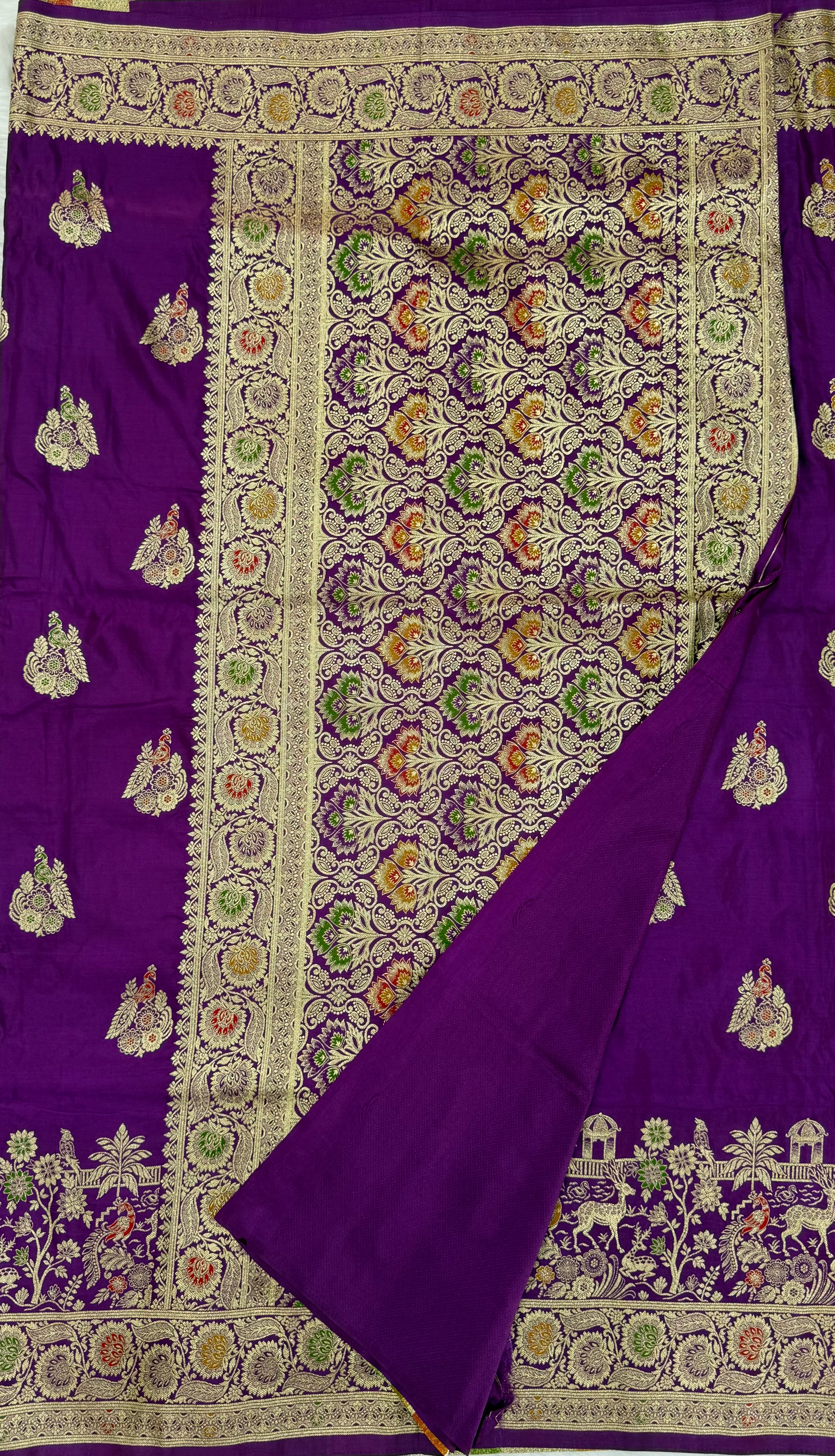 BANARASI MEENAKARI MASHRU SILK SAREE - VIOLET