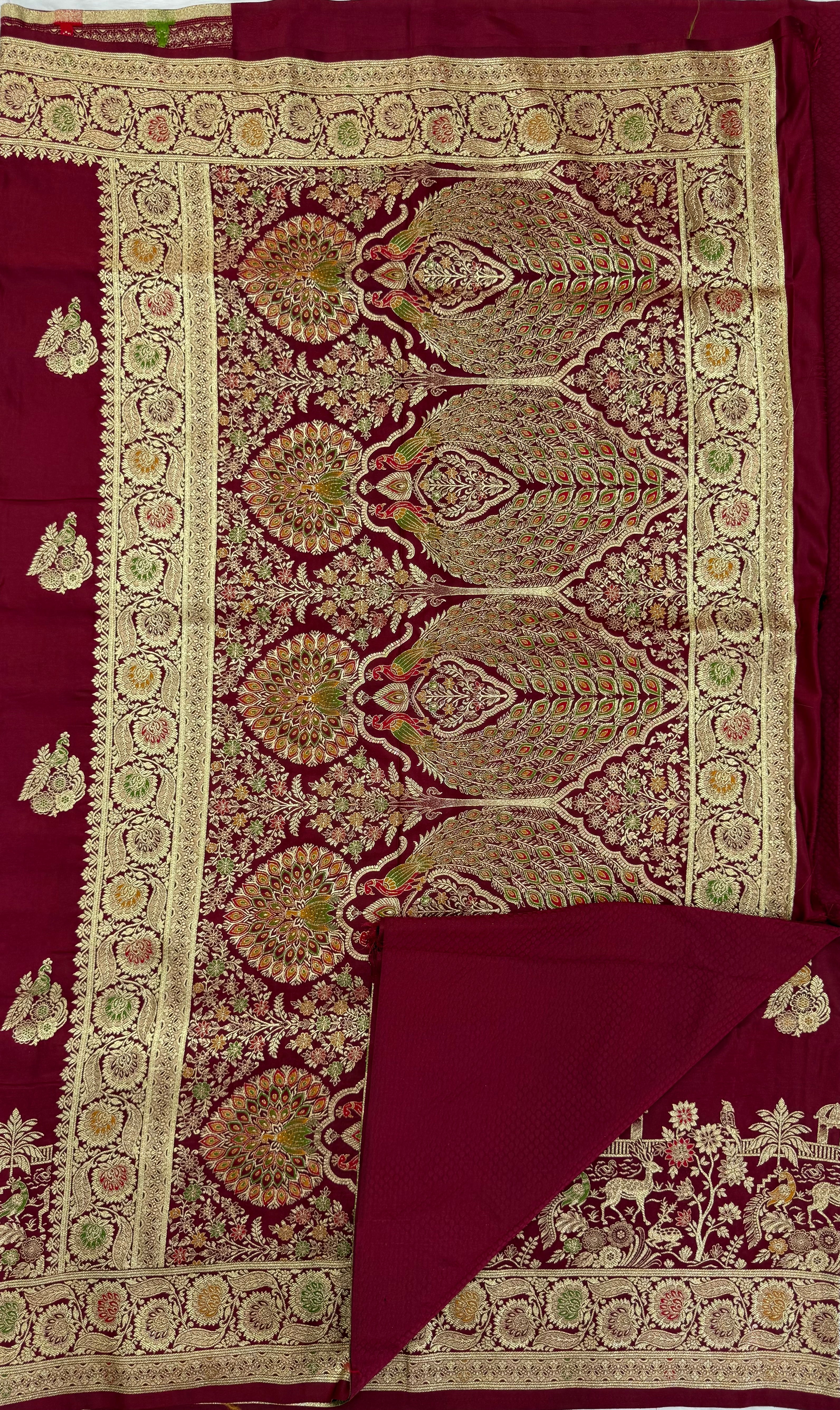 BANARASI MEENAKARI MASHRU SILK SAREE - MAROON