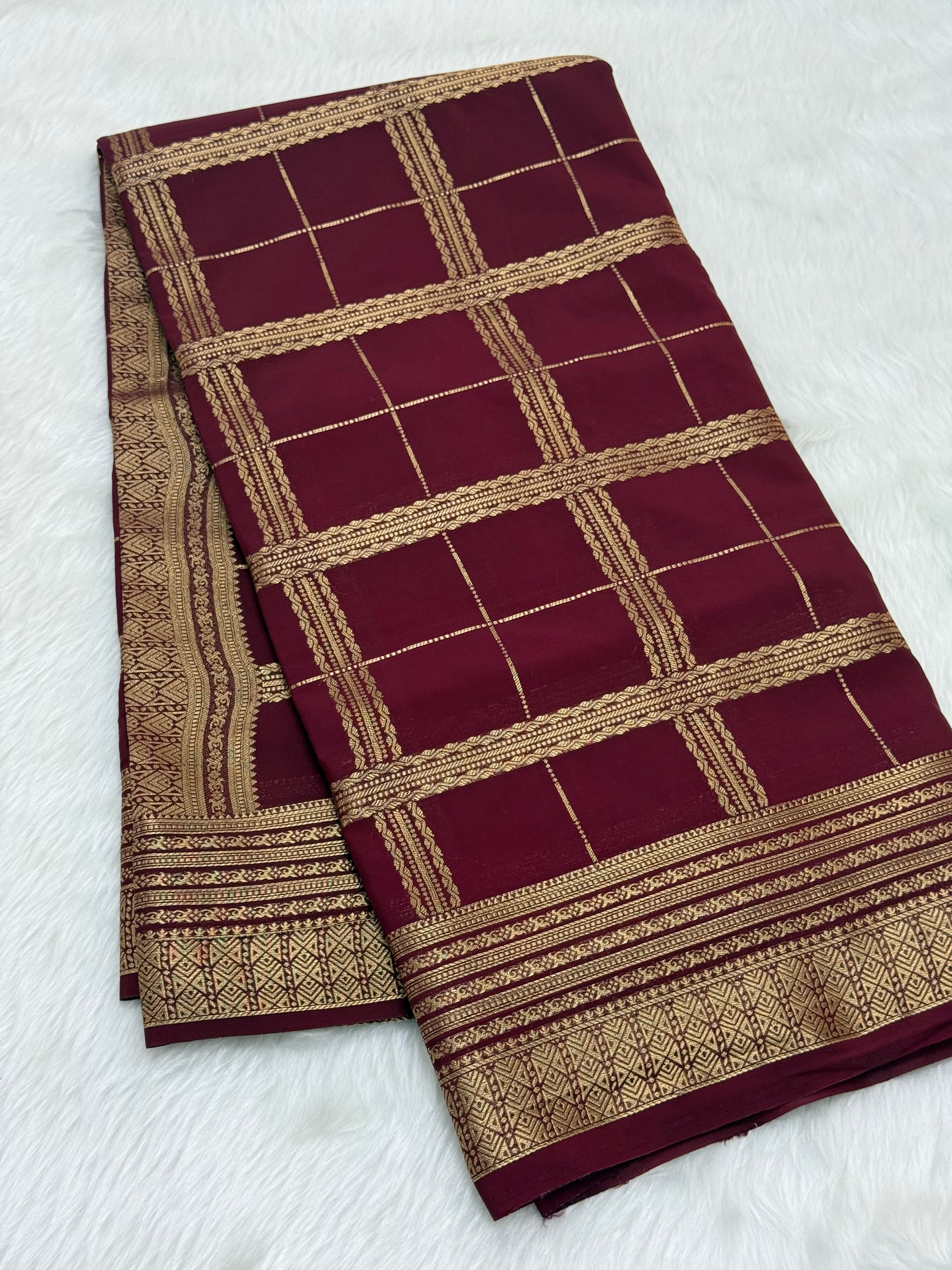TRENDING MYSORE CREPE SILK SAREE - MAROON