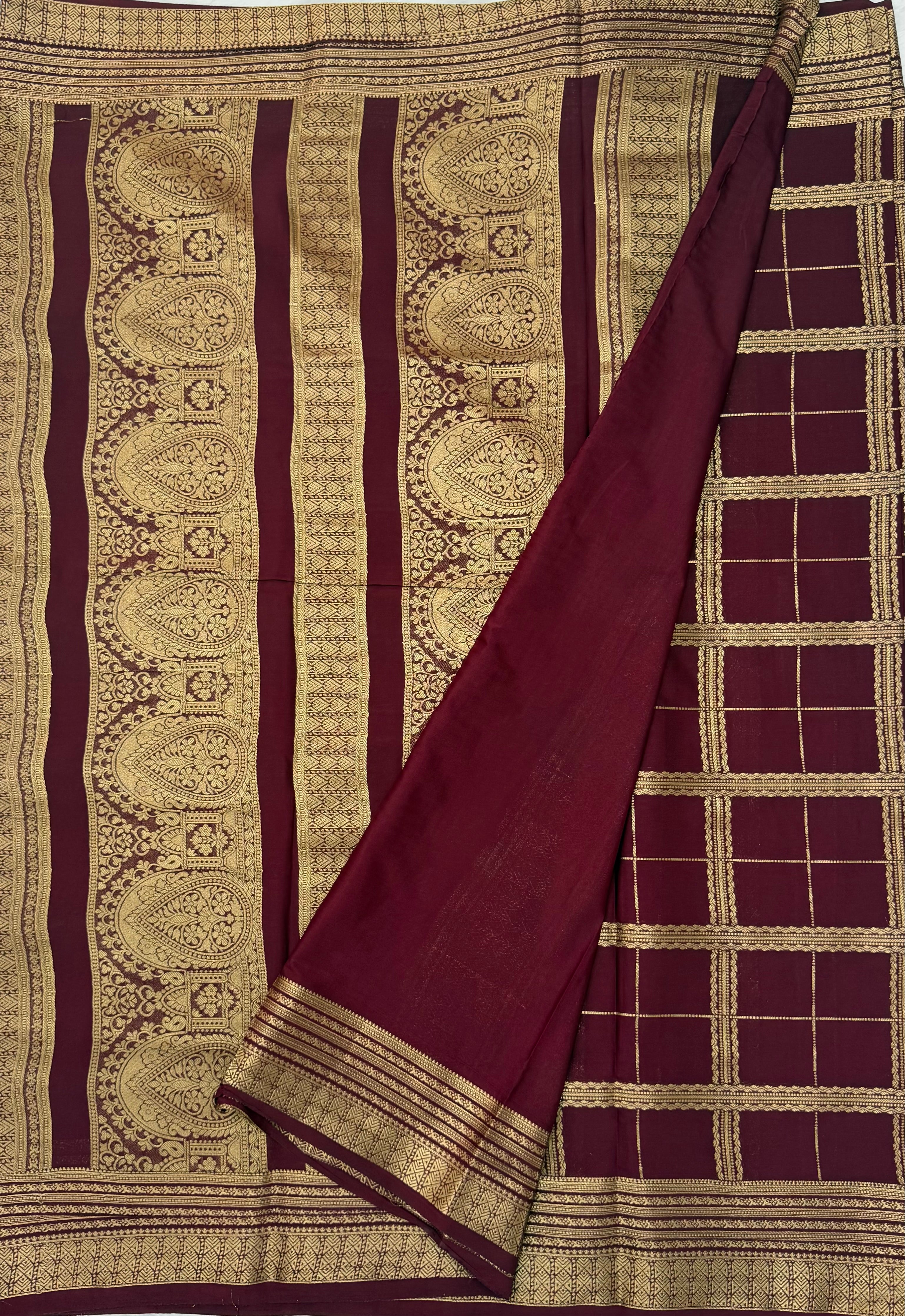 TRENDING MYSORE CREPE SILK SAREE - MAROON