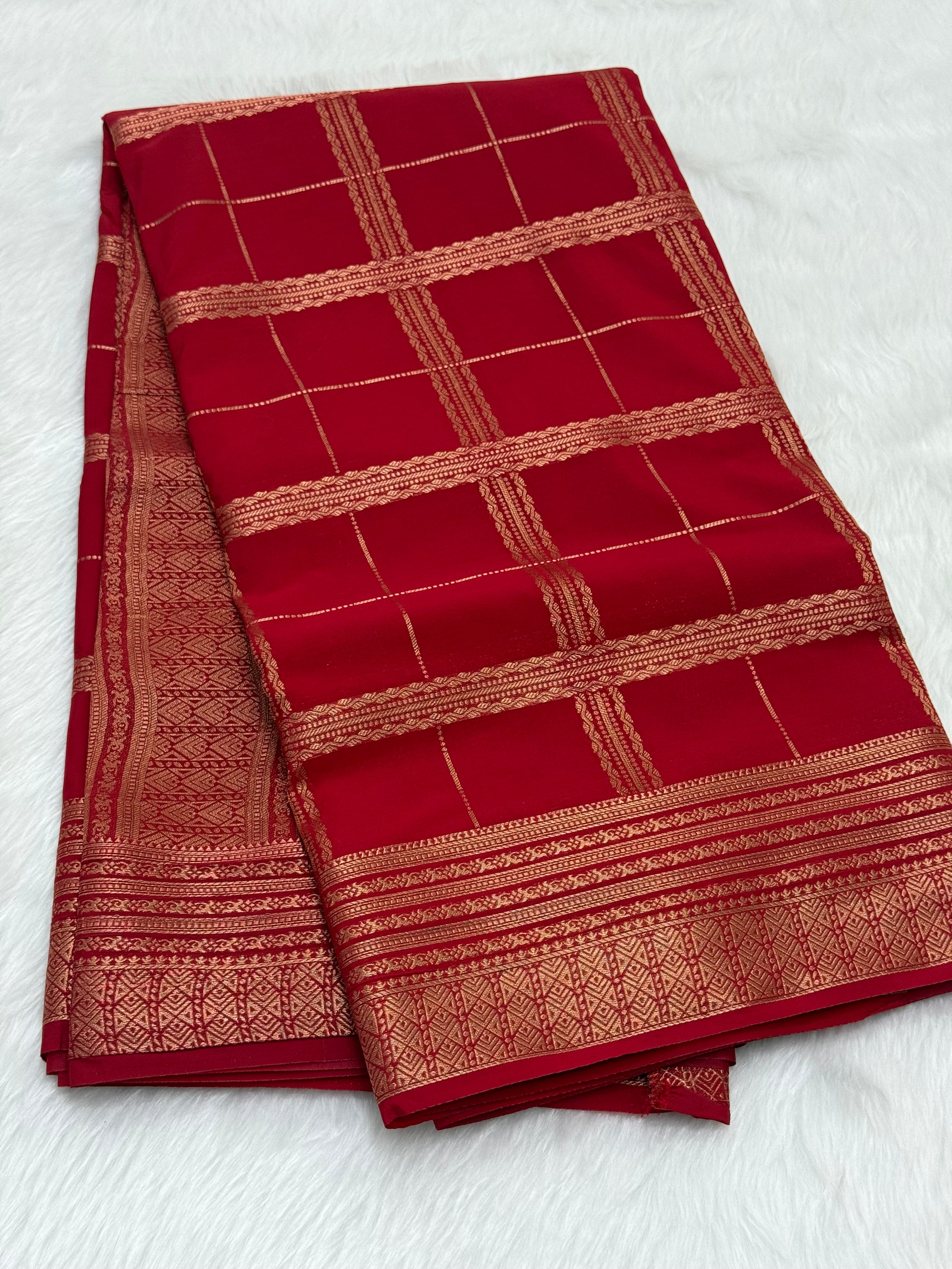 TRENDING MYSORE CREPE SILK SAREE - RED