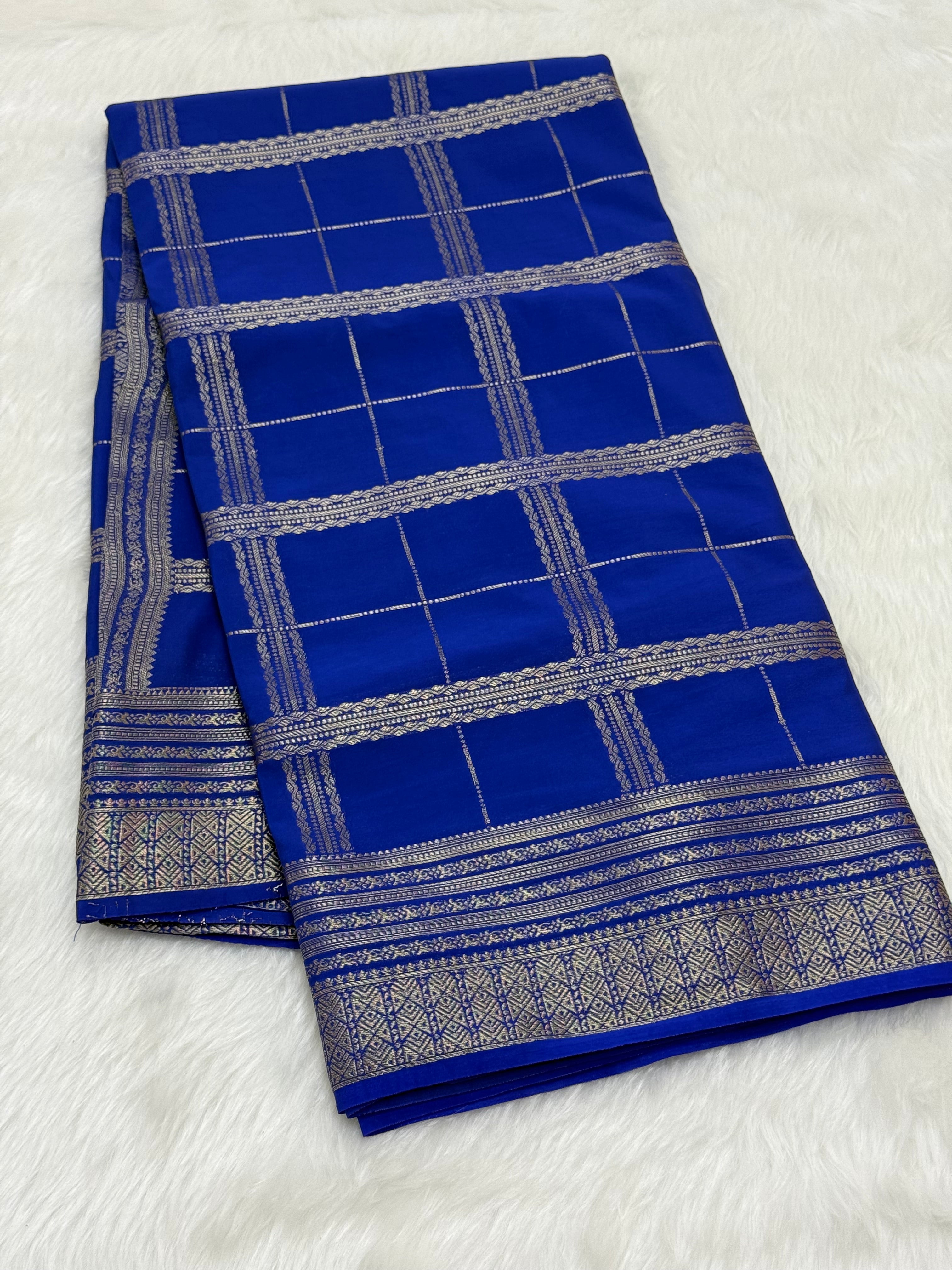 TRENDING MYSORE CREPE SILK SAREE - ROYAL BLUE