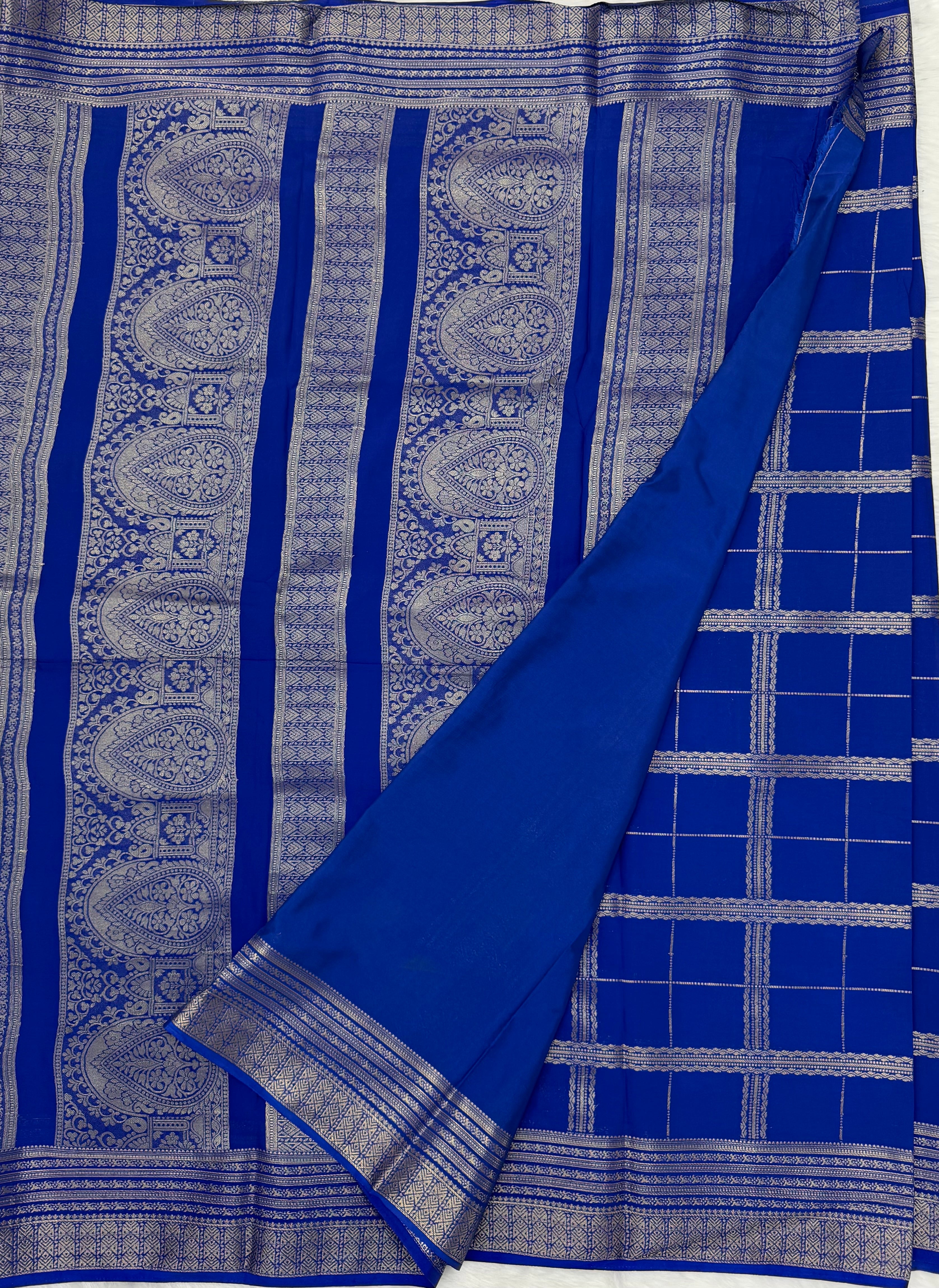 TRENDING MYSORE CREPE SILK SAREE - ROYAL BLUE