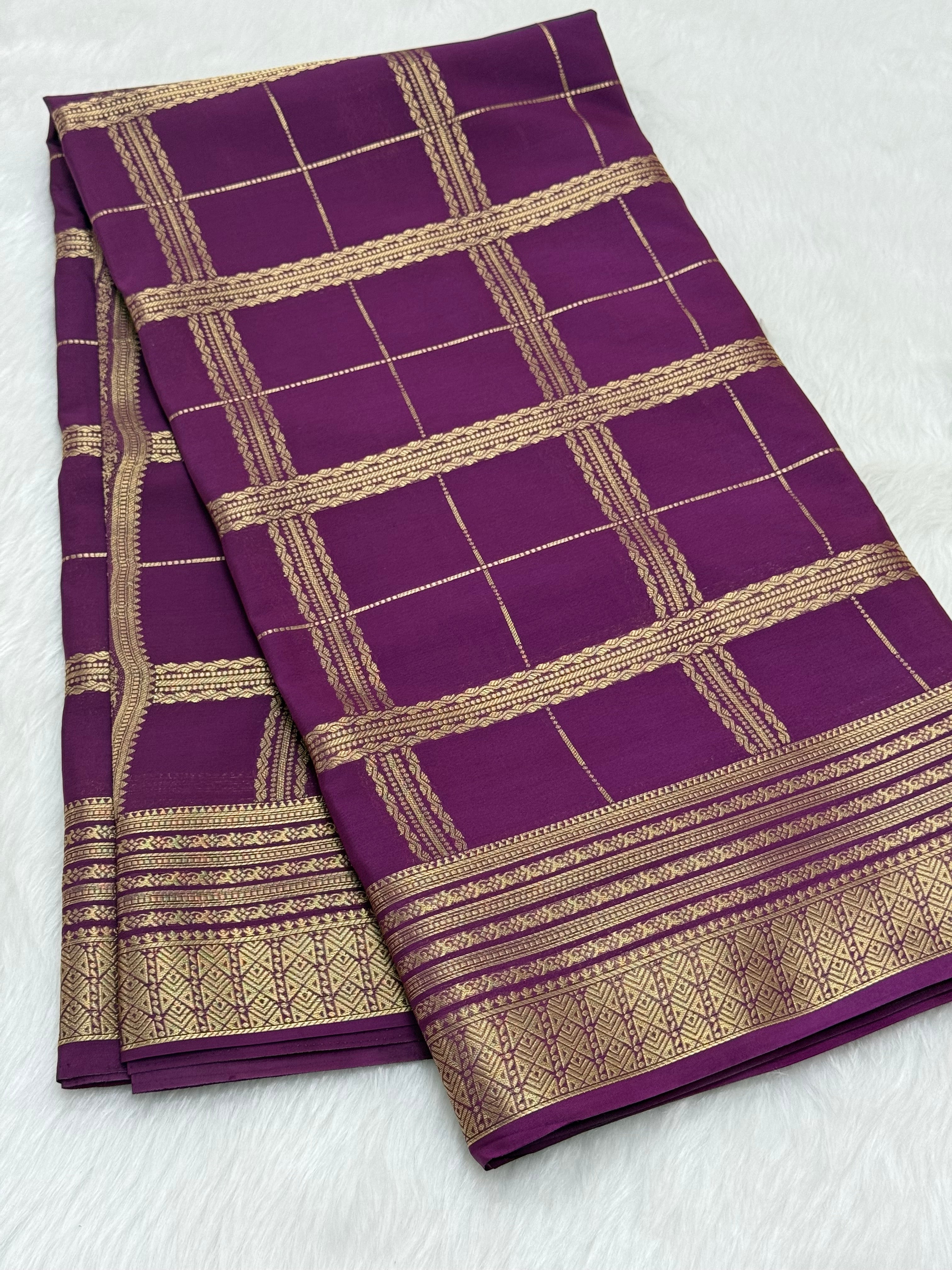 TRENDING MYSORE CREPE SILK SAREE - EGGPLANT