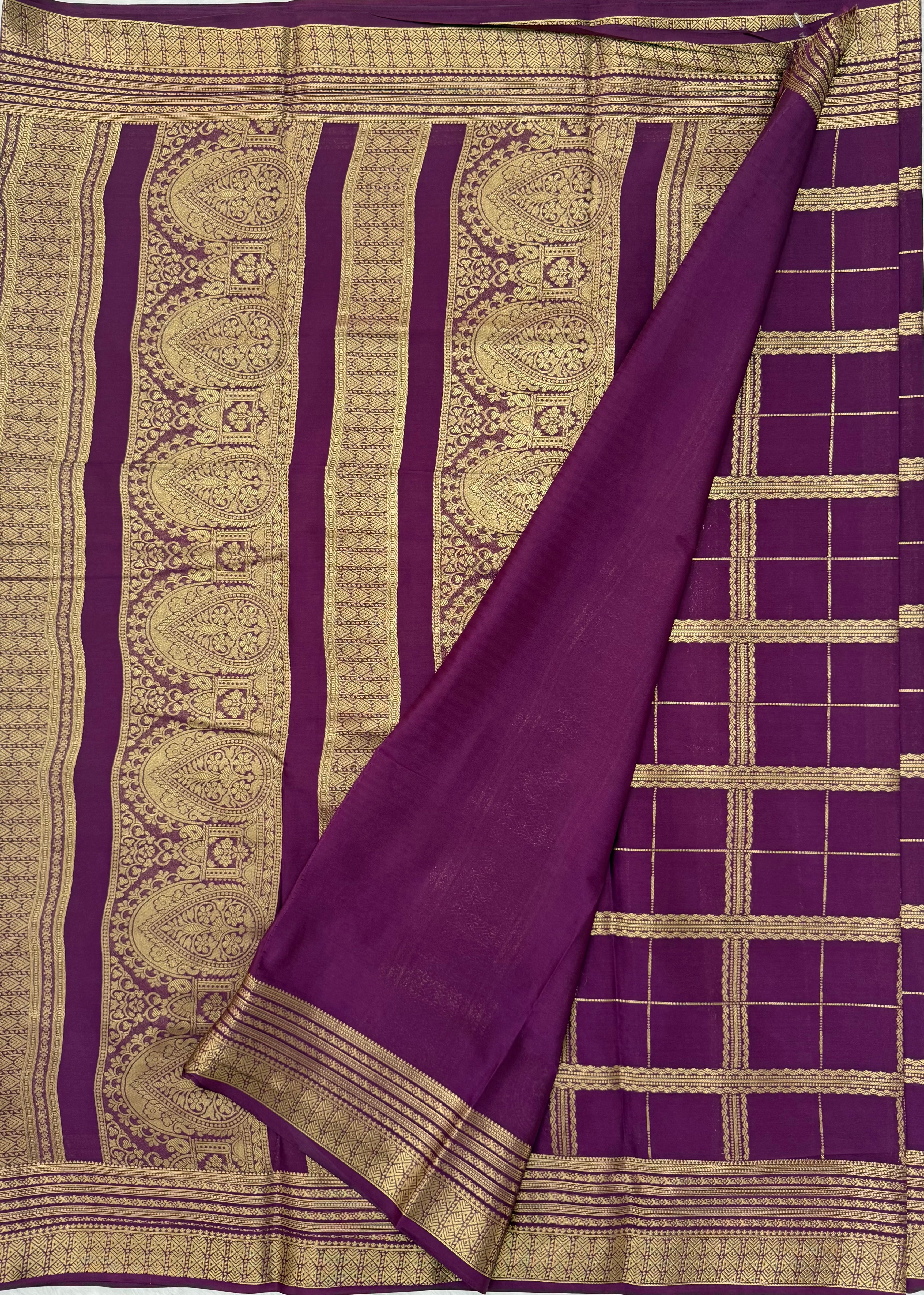 TRENDING MYSORE CREPE SILK SAREE - EGGPLANT