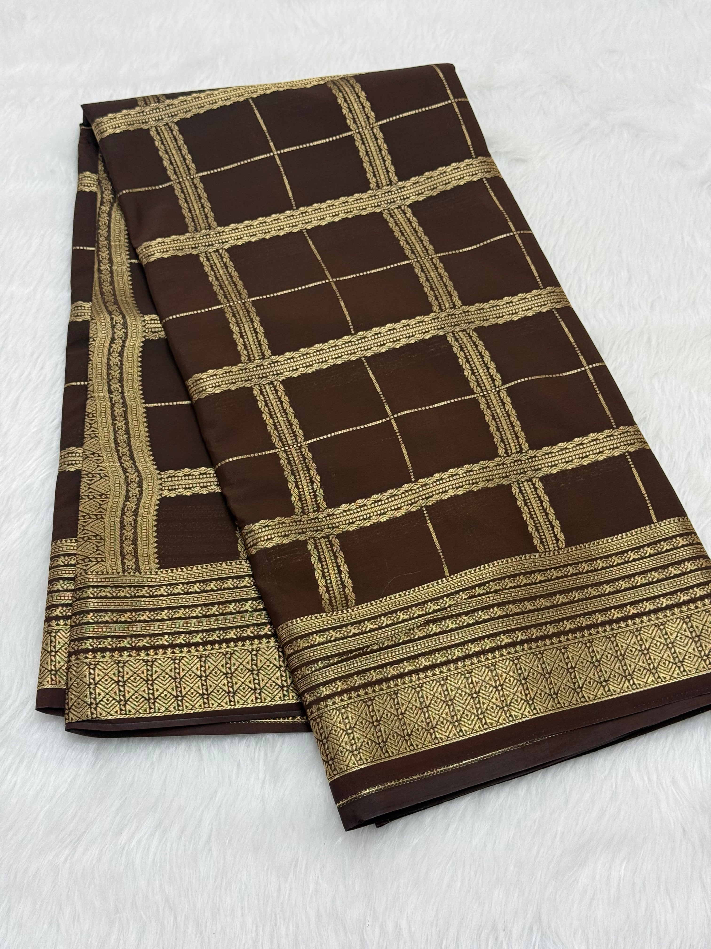 TRENDING MYSORE CREPE SILK SAREE - BROWN