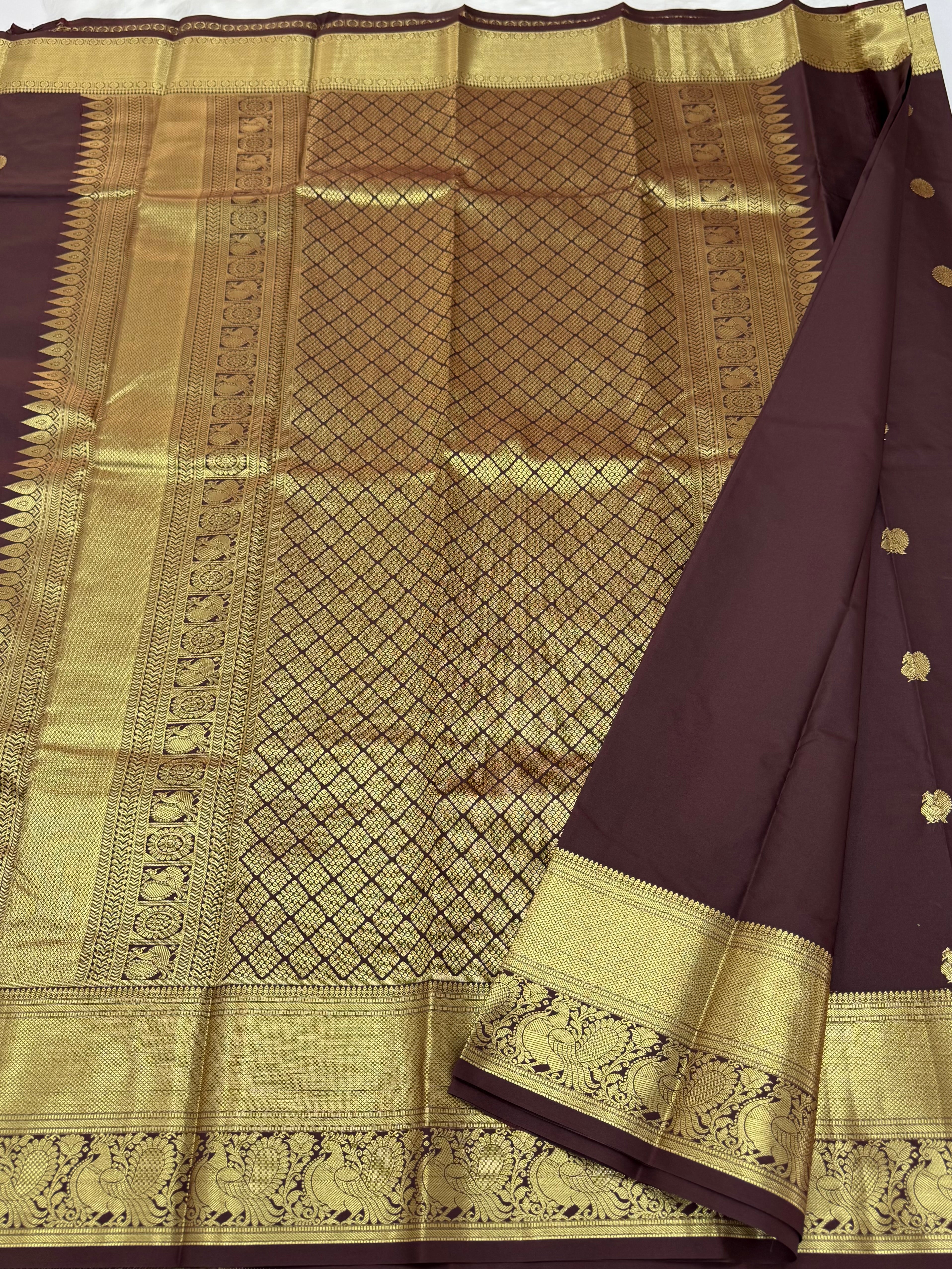PREMIUM SEMI KANCHI SILK SAREE - BROWN