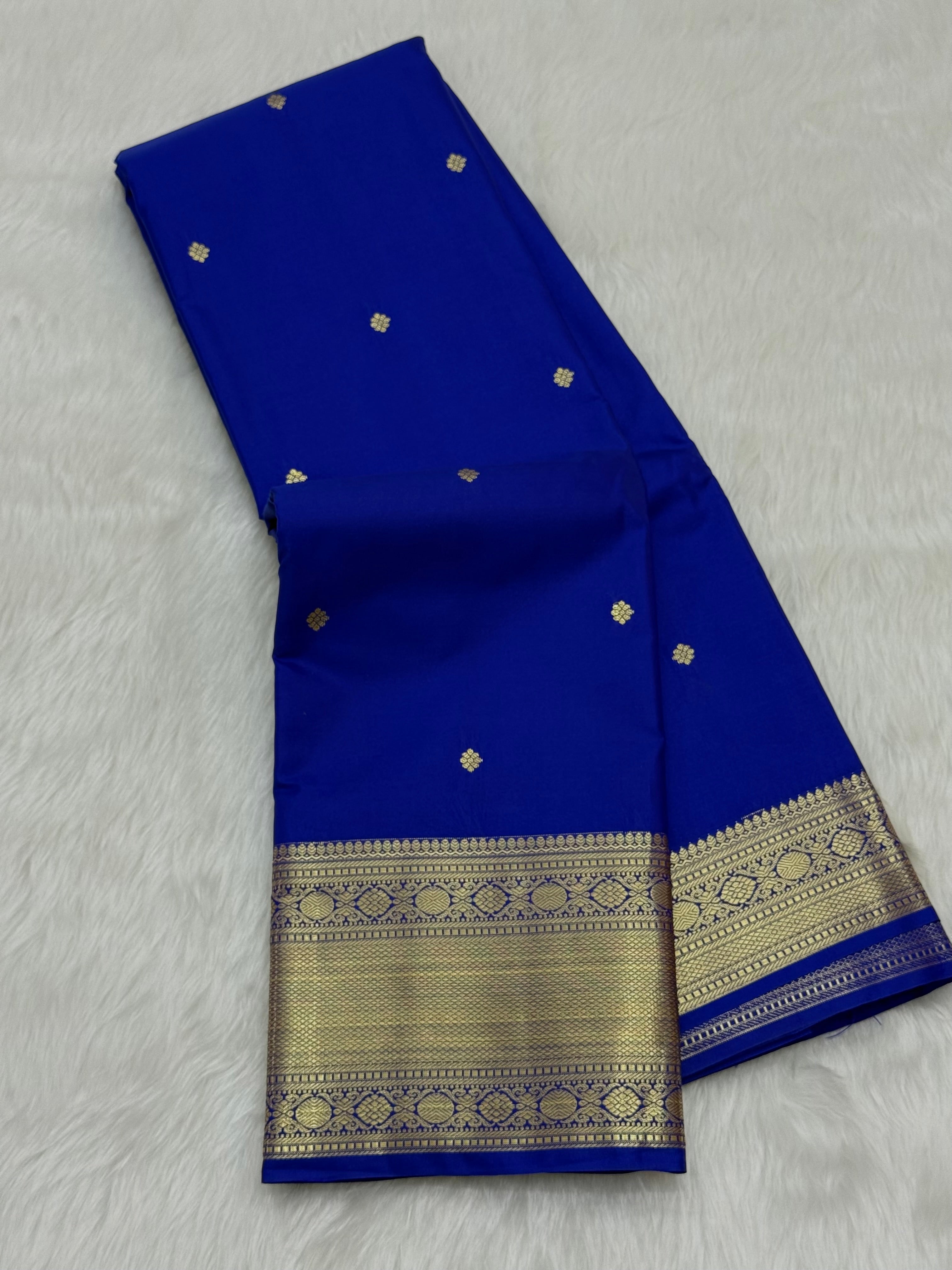 PREMIUM SEMI KANCHI SILK SAREE - ROYAL BLUE